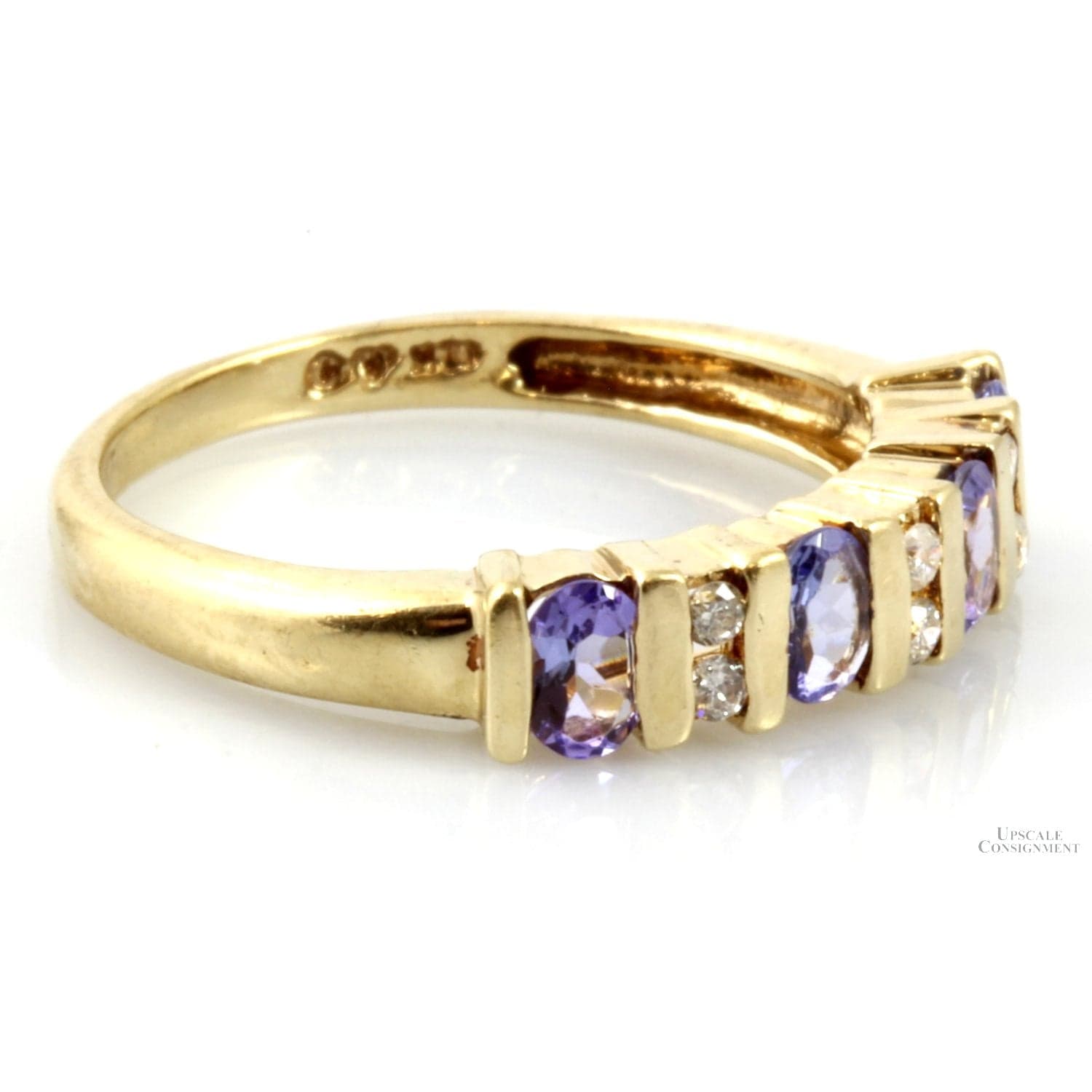 .64ctw Oval Tanzanite .08ctw Diamond 10K Gold Band - Size 7 - Thumbnail 2