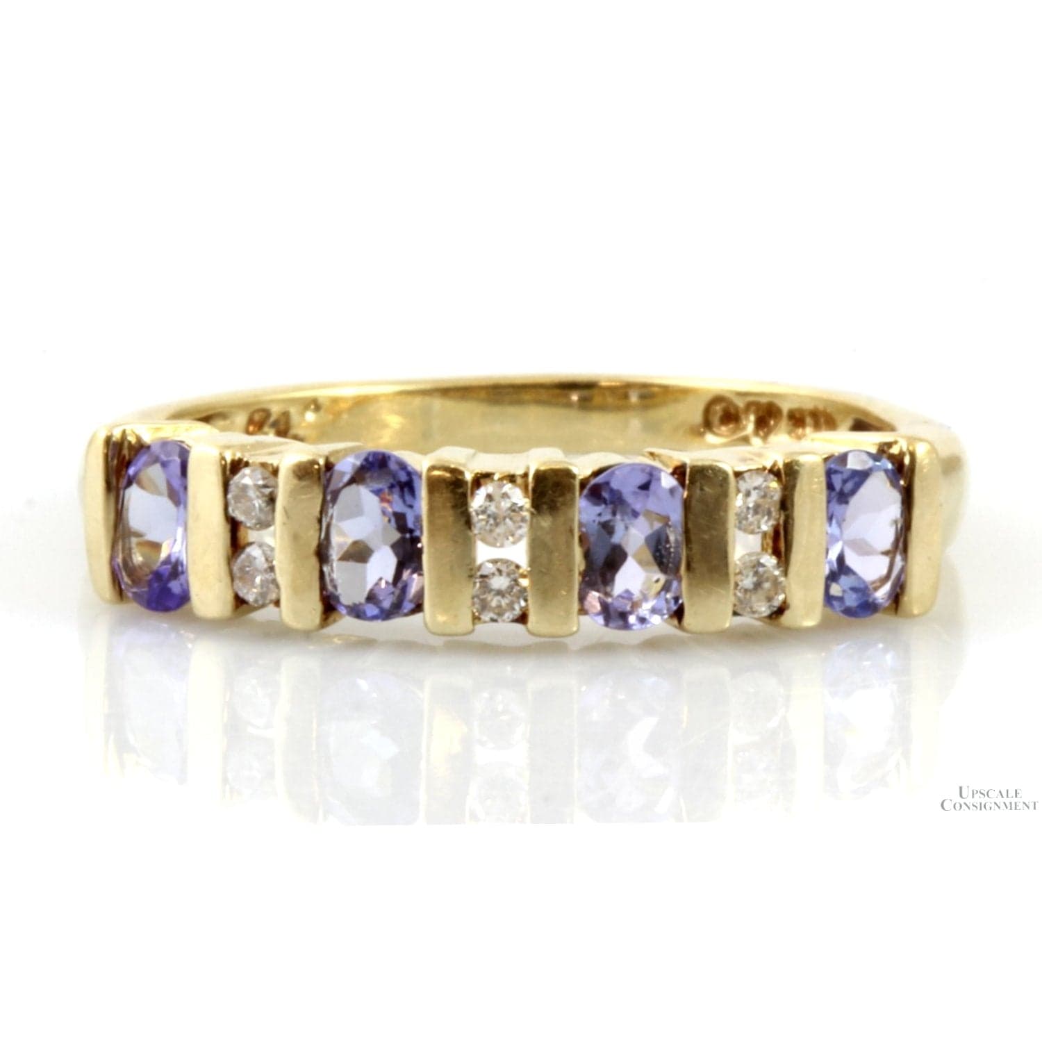 .64ctw Oval Tanzanite .08ctw Diamond 10K Gold Band - Size 7 - Image 1