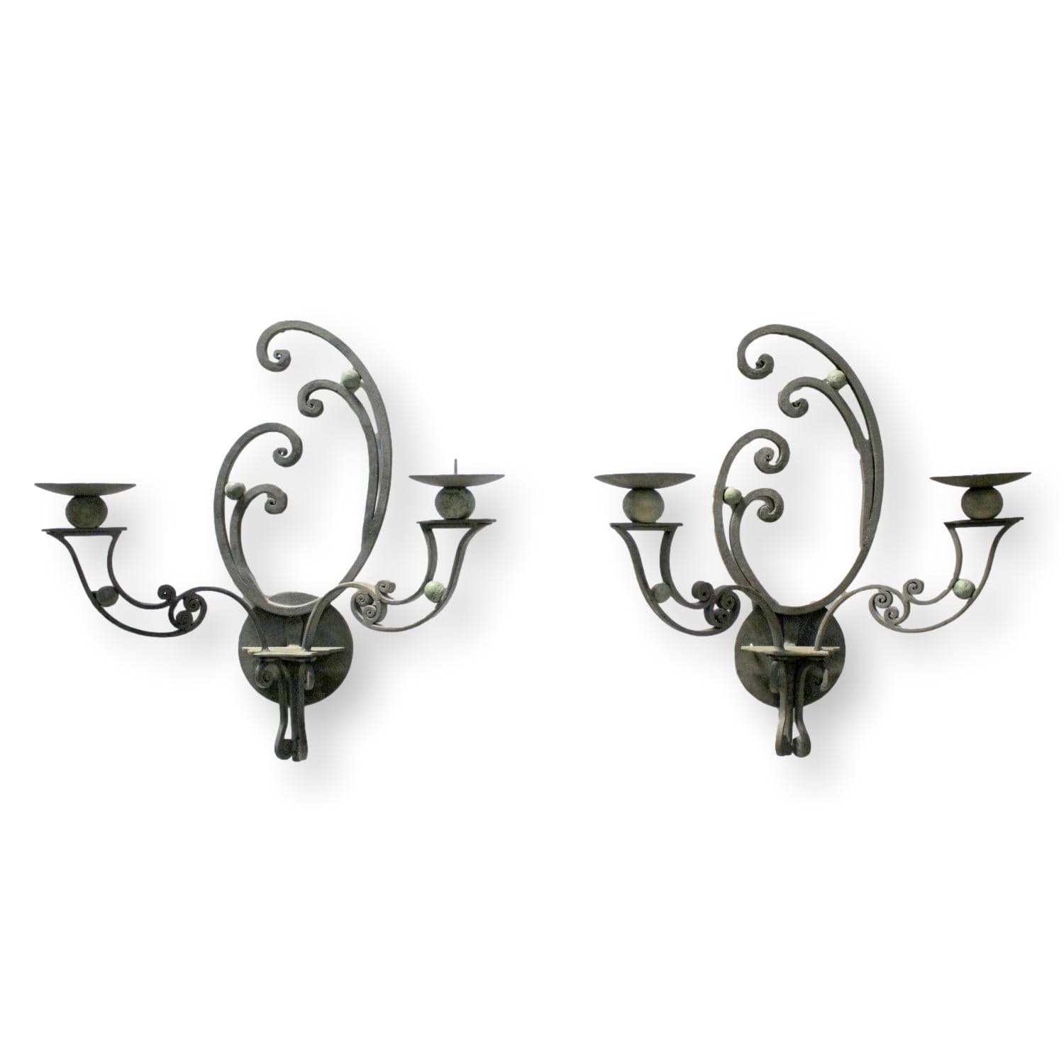 Ethan Allen Pair of Wrought Iron Sconces - Image 1