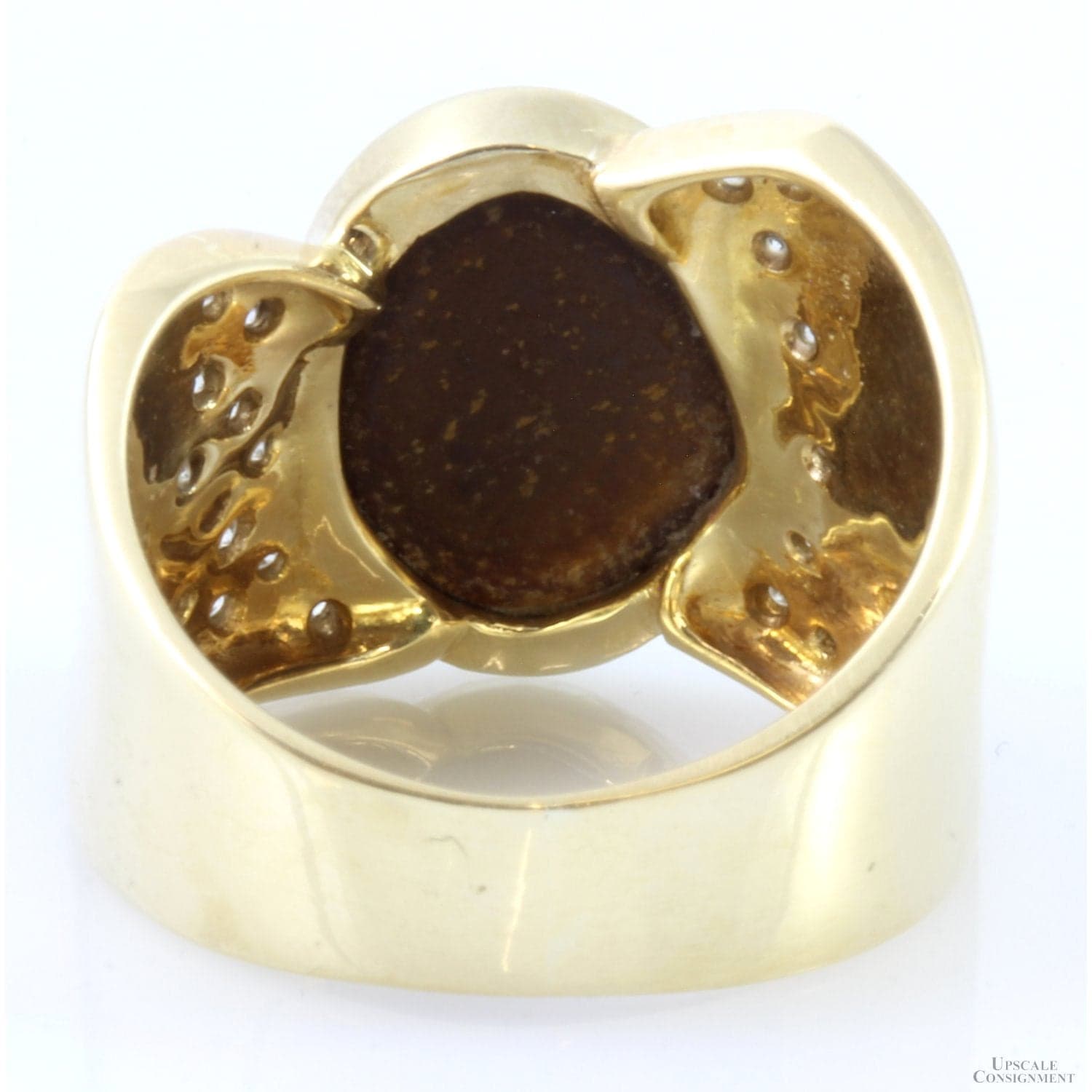 Australian Black Opal Doublet & Diamond 14K Yellow Gold Ring - Size 7 - Thumbnail 6