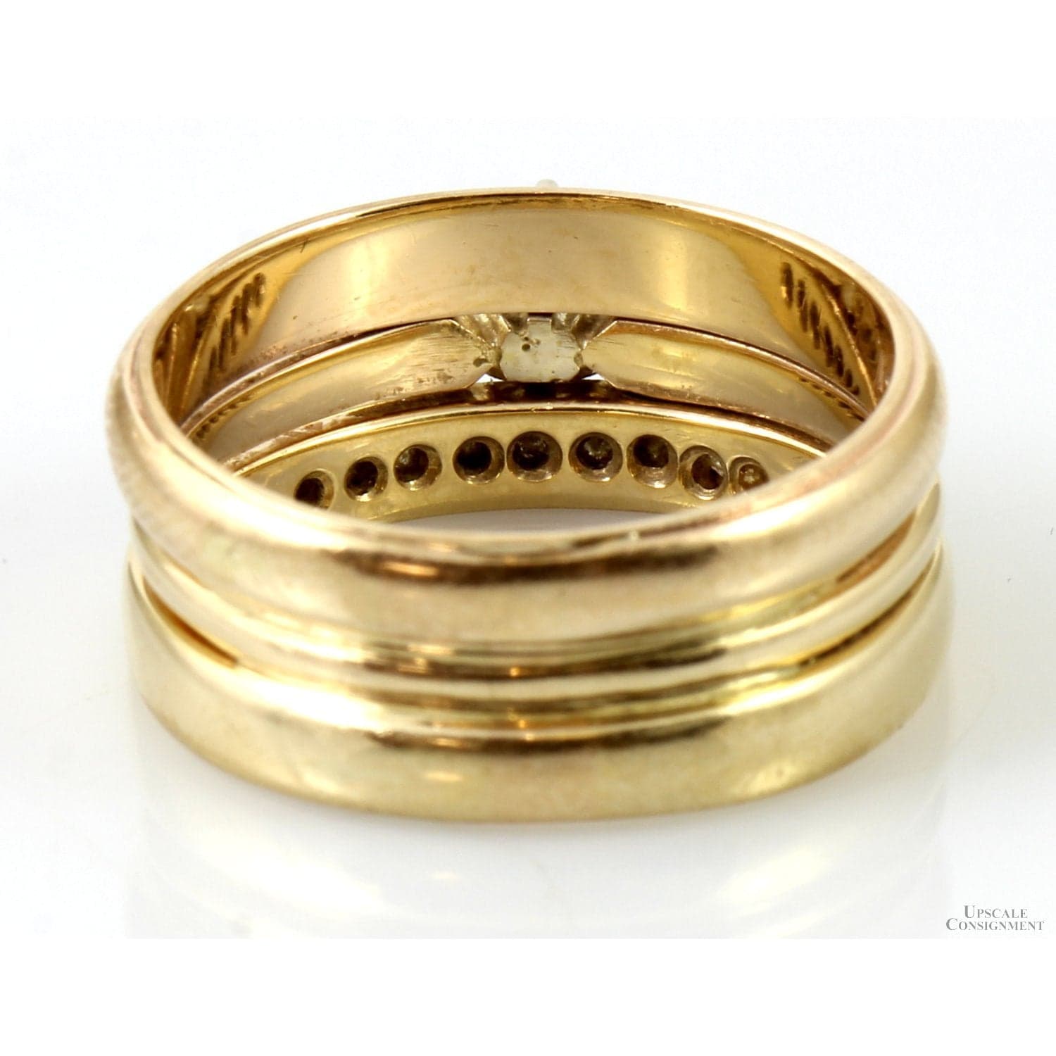 .64ctw Diamond Engagement & 14K Yellow Gold Wedding Bands - Size 9 - Thumbnail 4