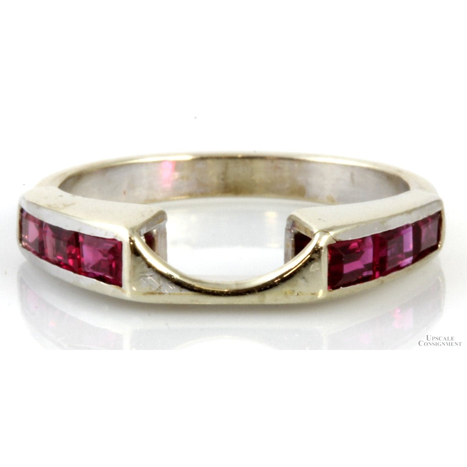 .65ctw Baguette Ruby 14K White Gold Enhancer Wrap Band - Size 5.5 - Image 1