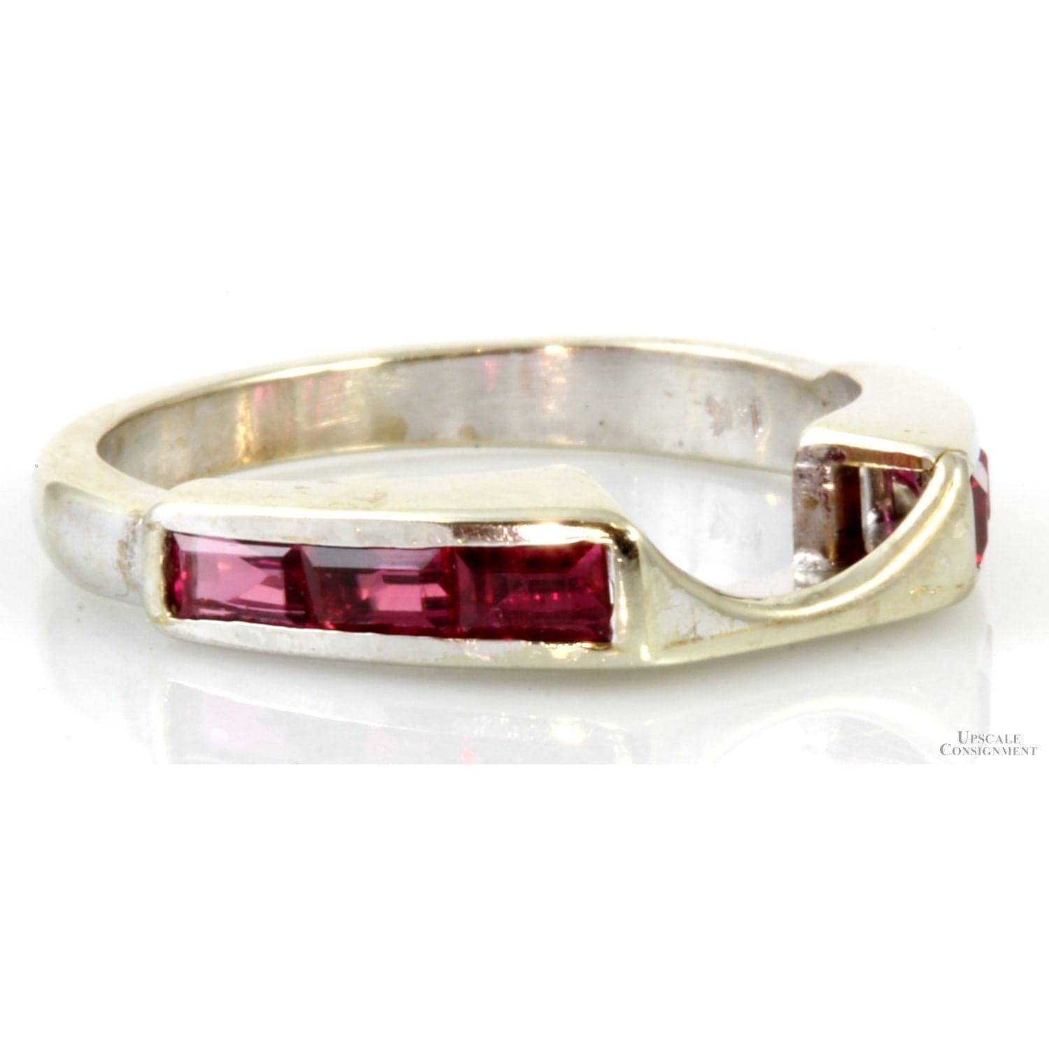 .65ctw Baguette Ruby 14K White Gold Enhancer Wrap Band - Size 5.5 - Thumbnail 3
