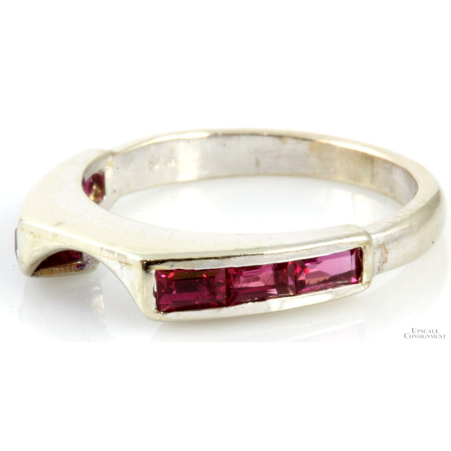 .65ctw Baguette Ruby 14K White Gold Enhancer Wrap Band - Size 5.5 - Thumbnail 6