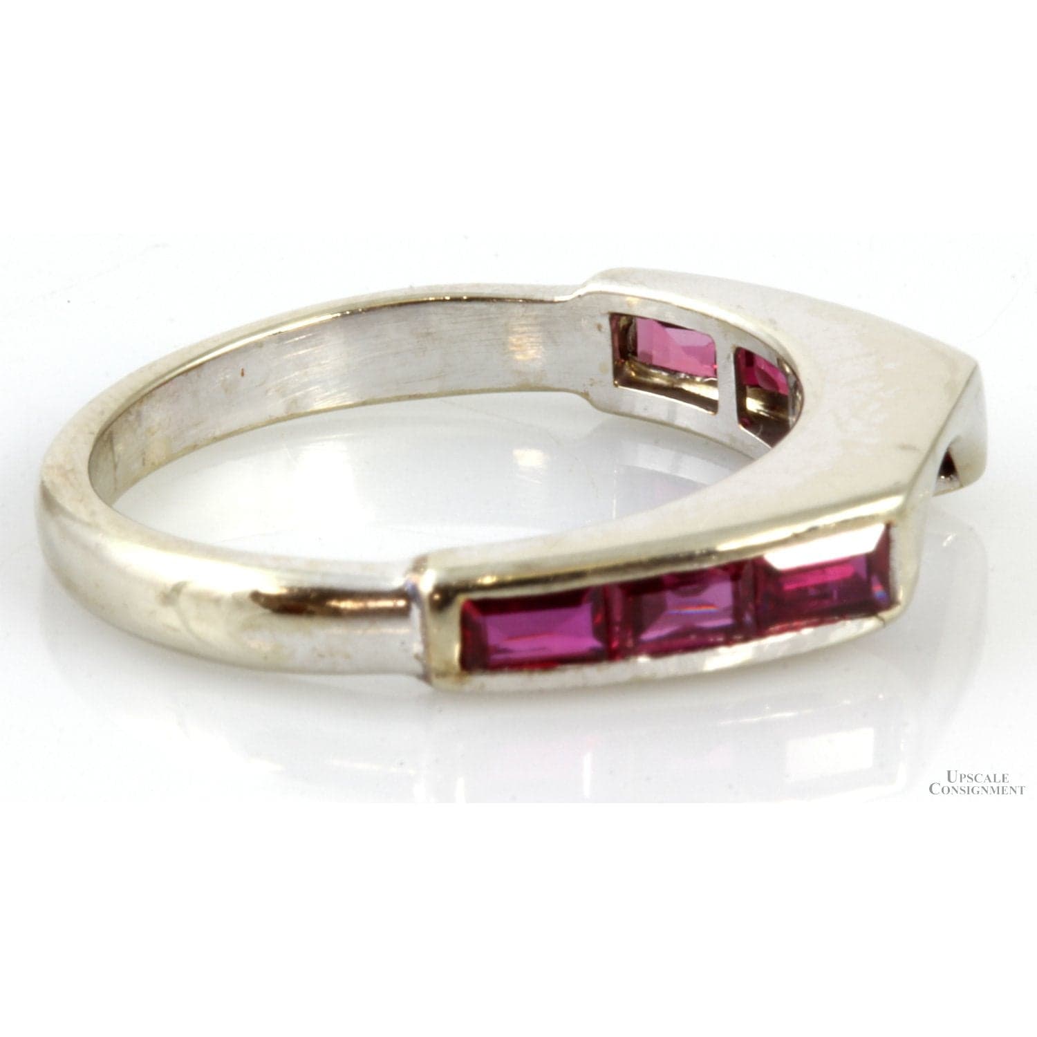 .65ctw Baguette Ruby 14K White Gold Enhancer Wrap Band - Size 5.5 - Thumbnail 5