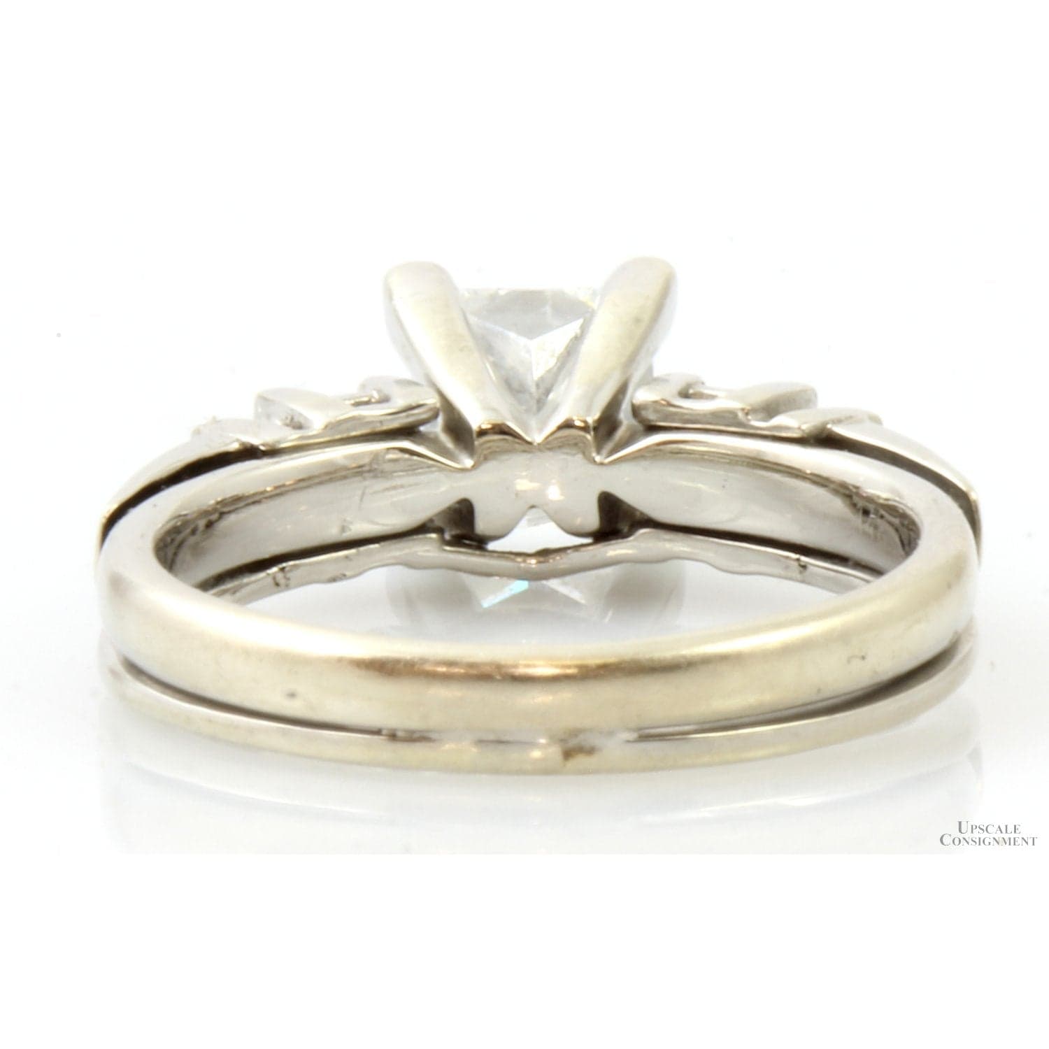 1.41ctw Princess Cut Diamond Wedding Set - 1.01ct Solitaire Diamond - Size 4.5 - Thumbnail 4