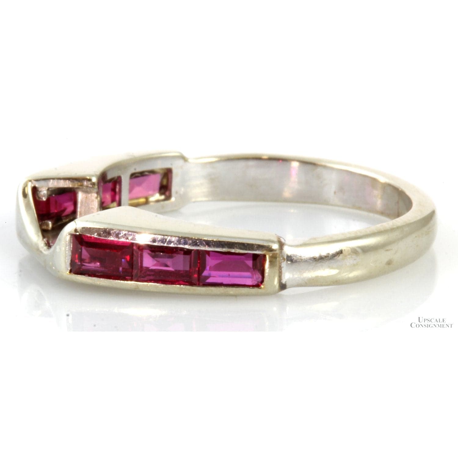.65ctw Baguette Ruby 14K White Gold Enhancer Wrap Band - Size 5.5 - Thumbnail 4