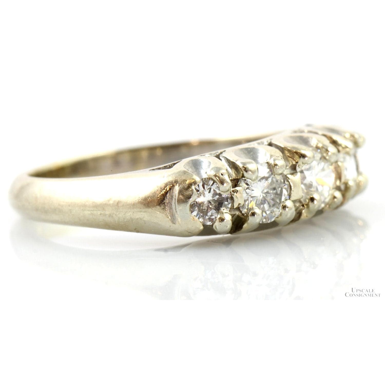 .81ctw 5-Stone Diamond 14K White Gold Wedding Ring - Size 5.25 - Thumbnail 2