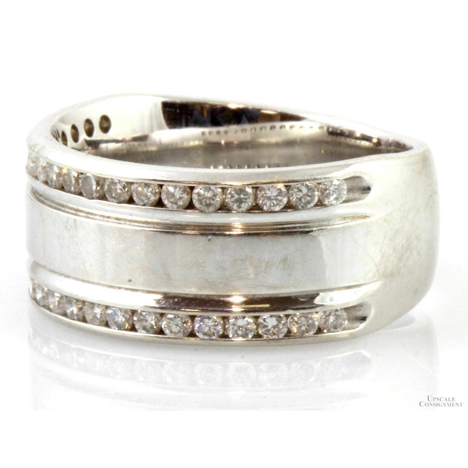 Jared 14K White Gold Diamond 8.5mm Wide Comfort Fit Band - Size 5.5 - Thumbnail 2