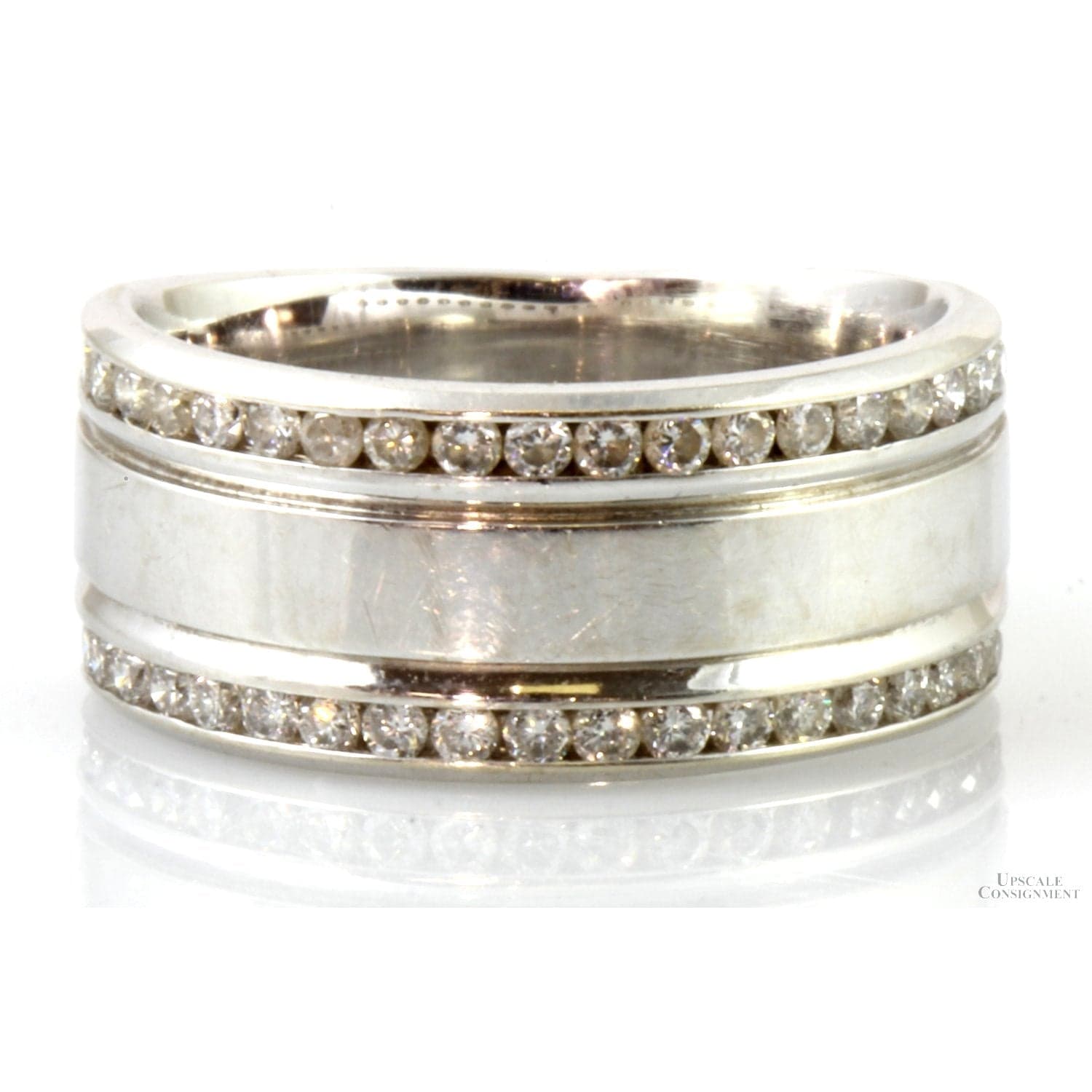 Jared 14K White Gold Diamond 8.5mm Wide Comfort Fit Band - Size 5.5 - Image 1