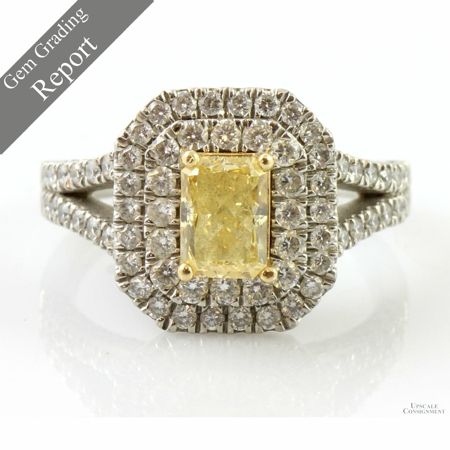 Fancy Intense Yellow Created Diamond Ring by Jenny Packham - Size 5.5 - Image 1