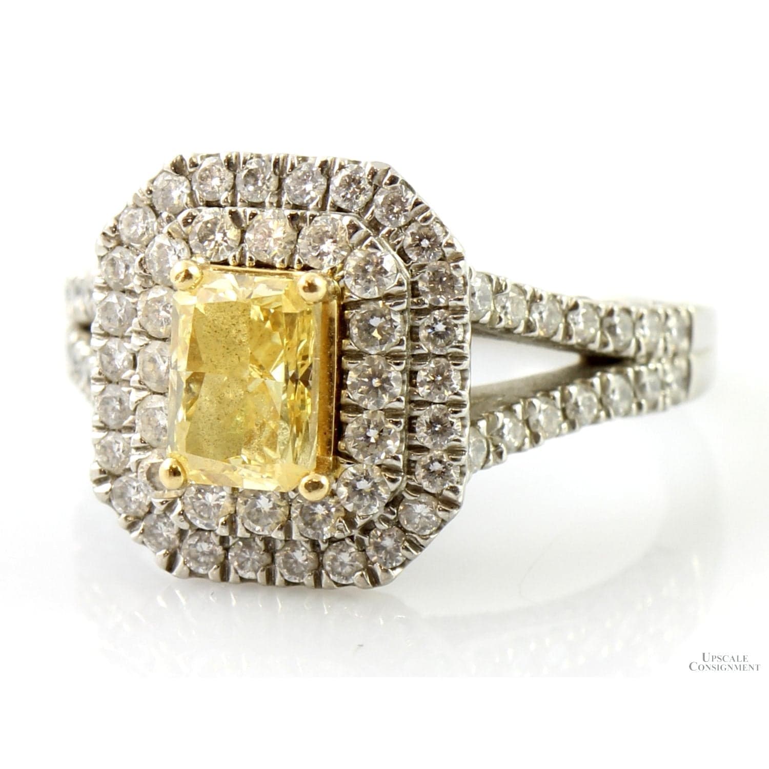 Fancy Intense Yellow Created Diamond Ring by Jenny Packham - Size 5.5 - Thumbnail 2