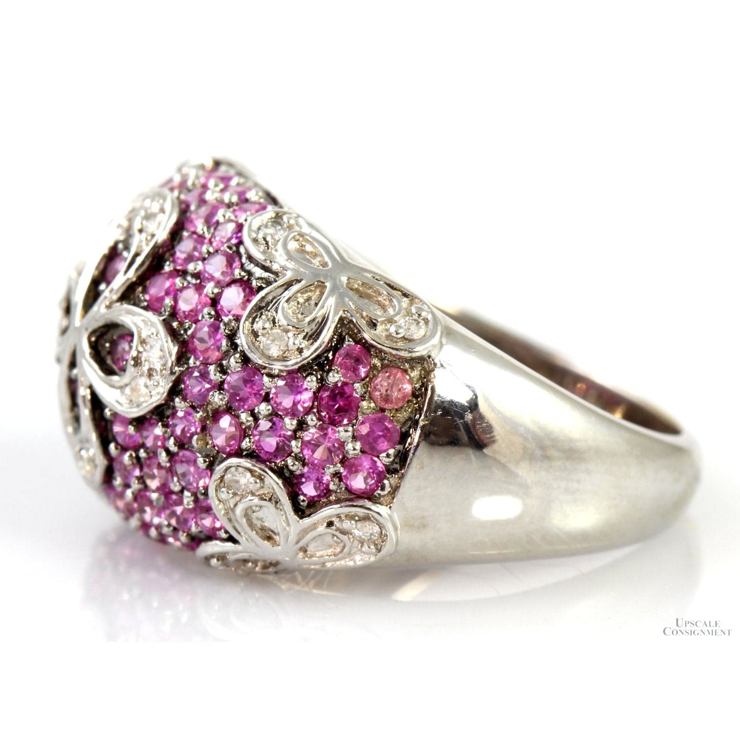 1.2ctw Pink Sapphire .11 Diamond 10K Gold Dome Ring - Size 6.5 - Thumbnail 2