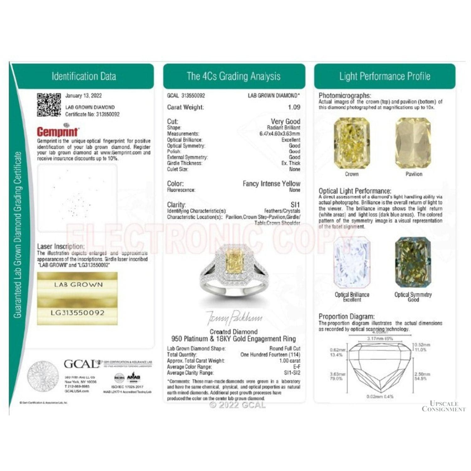 Fancy Intense Yellow Created Diamond Ring by Jenny Packham - Size 5.5 - Thumbnail 7