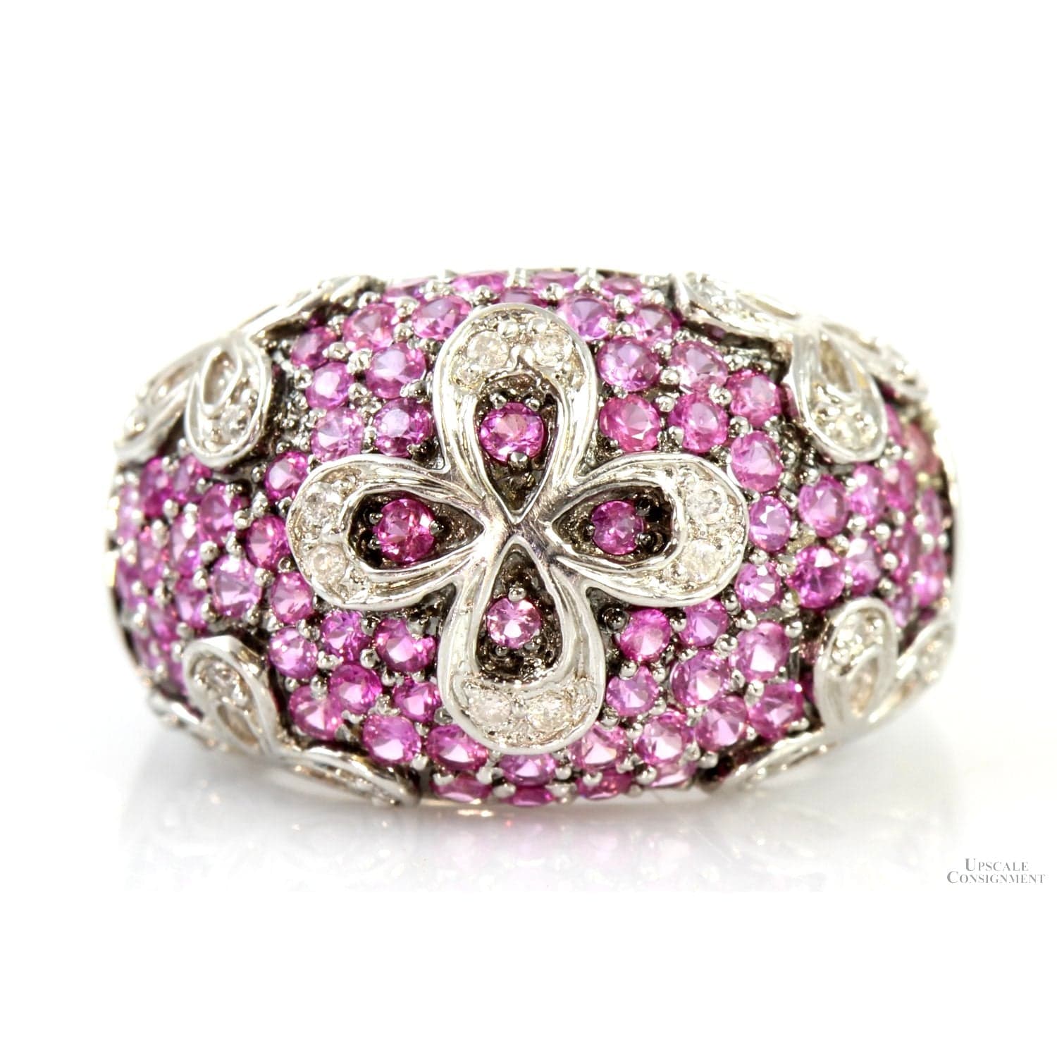 1.2ctw Pink Sapphire .11 Diamond 10K Gold Dome Ring - Size 6.5 - Image 1