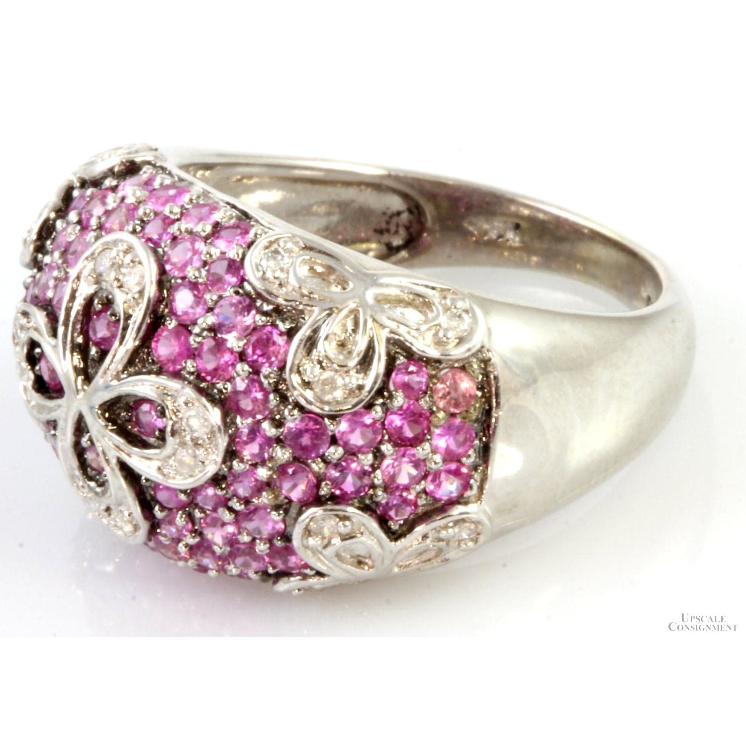 1.2ctw Pink Sapphire .11 Diamond 10K Gold Dome Ring - Size 6.5 - Thumbnail 3