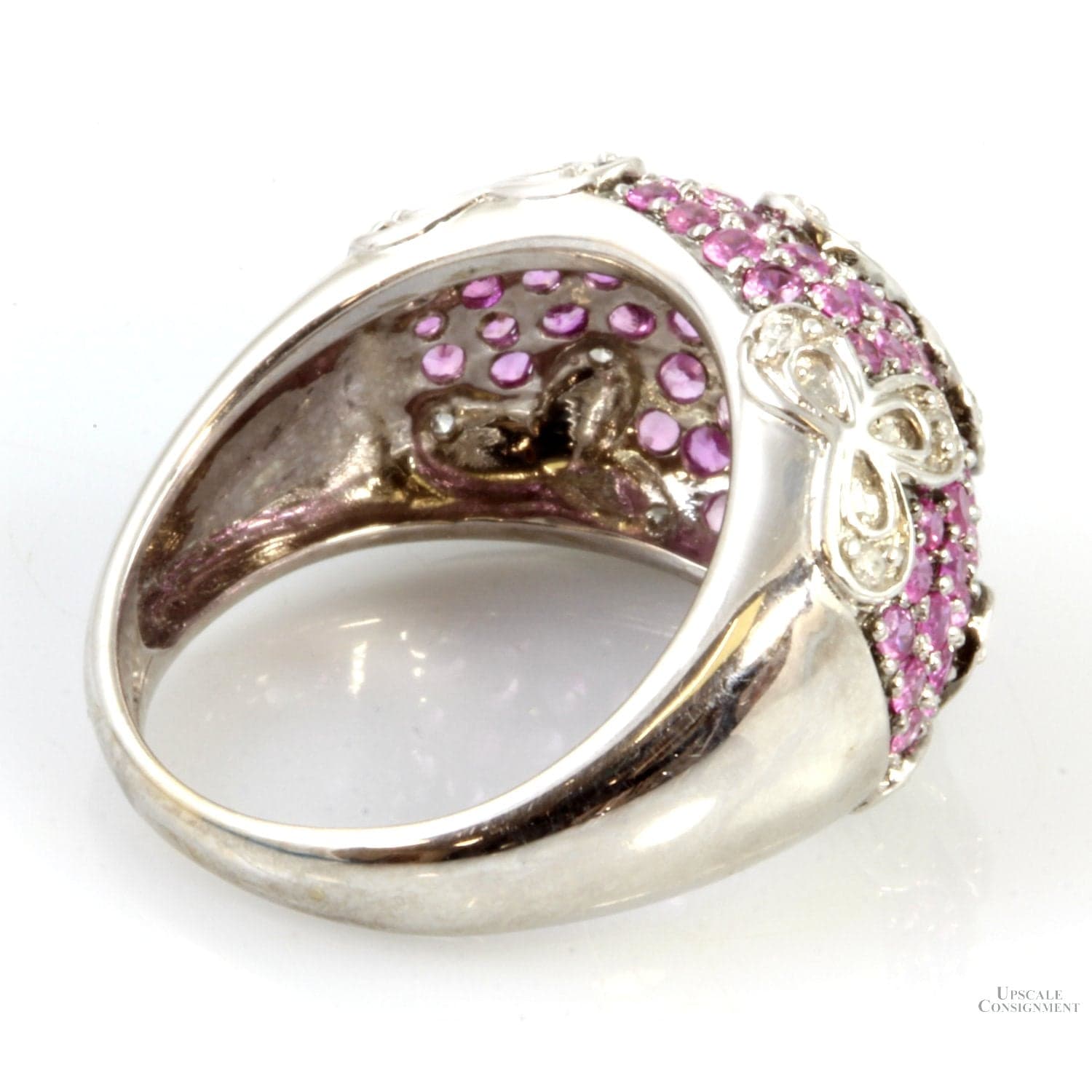 1.2ctw Pink Sapphire .11 Diamond 10K Gold Dome Ring - Size 6.5 - Thumbnail 4