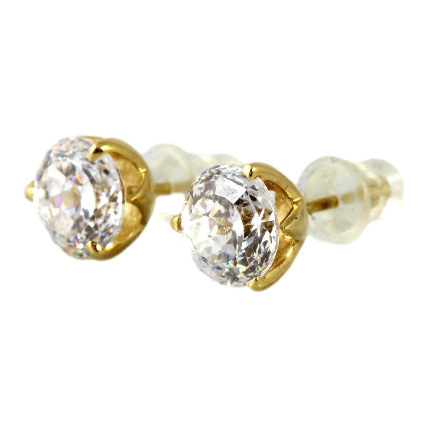 Diamonique 7mm Round Brilliant CZ 14K Stud Earrings - Image 1