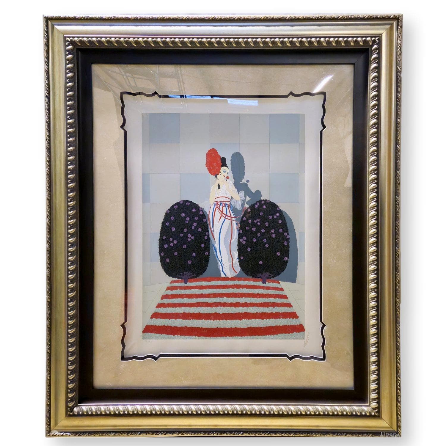 Erte Framed Signed Limited Edition Print 'Spanish Senorita Lady w/Red Roses' - Image 1