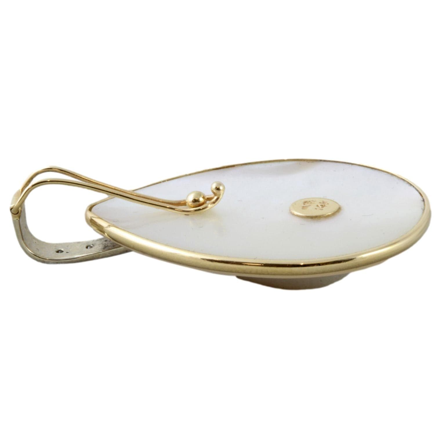 Mother of Pearl, Mabe Pearl, Diamond 14K Gold Pendant Enhancer - 1.625" - Thumbnail 4