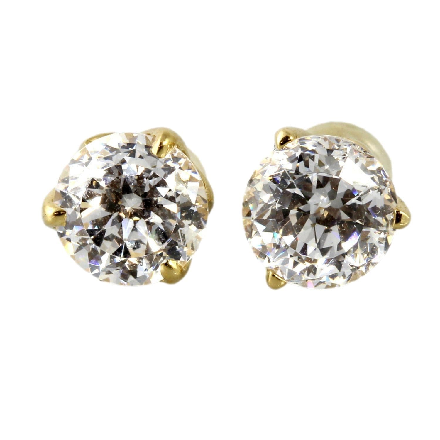 Diamonique 7mm Round Brilliant CZ 14K Stud Earrings - Thumbnail 2