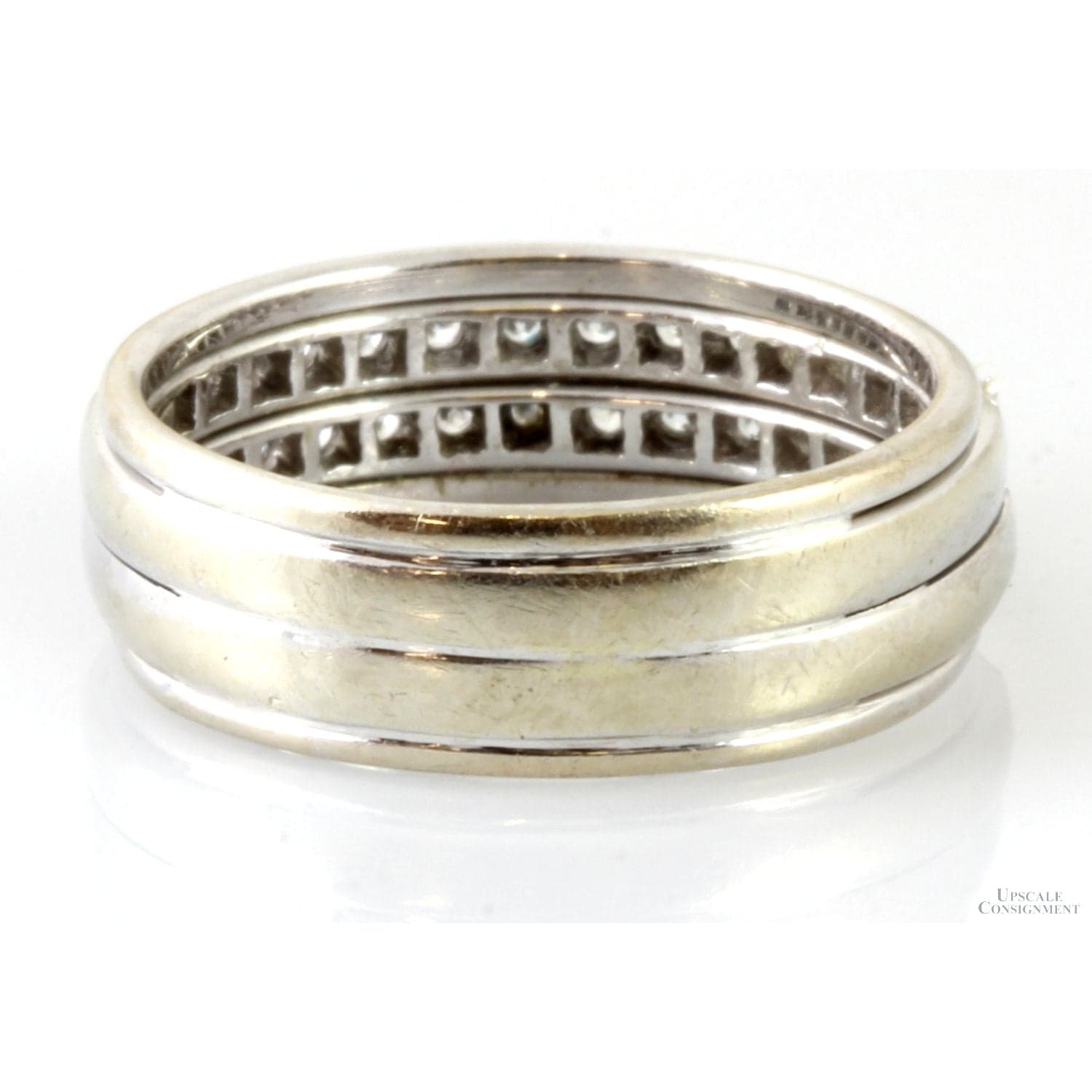 .65ctw Diamond 6mm Wide 14K White Gold Soldered Bands - Size 6 - Thumbnail 5