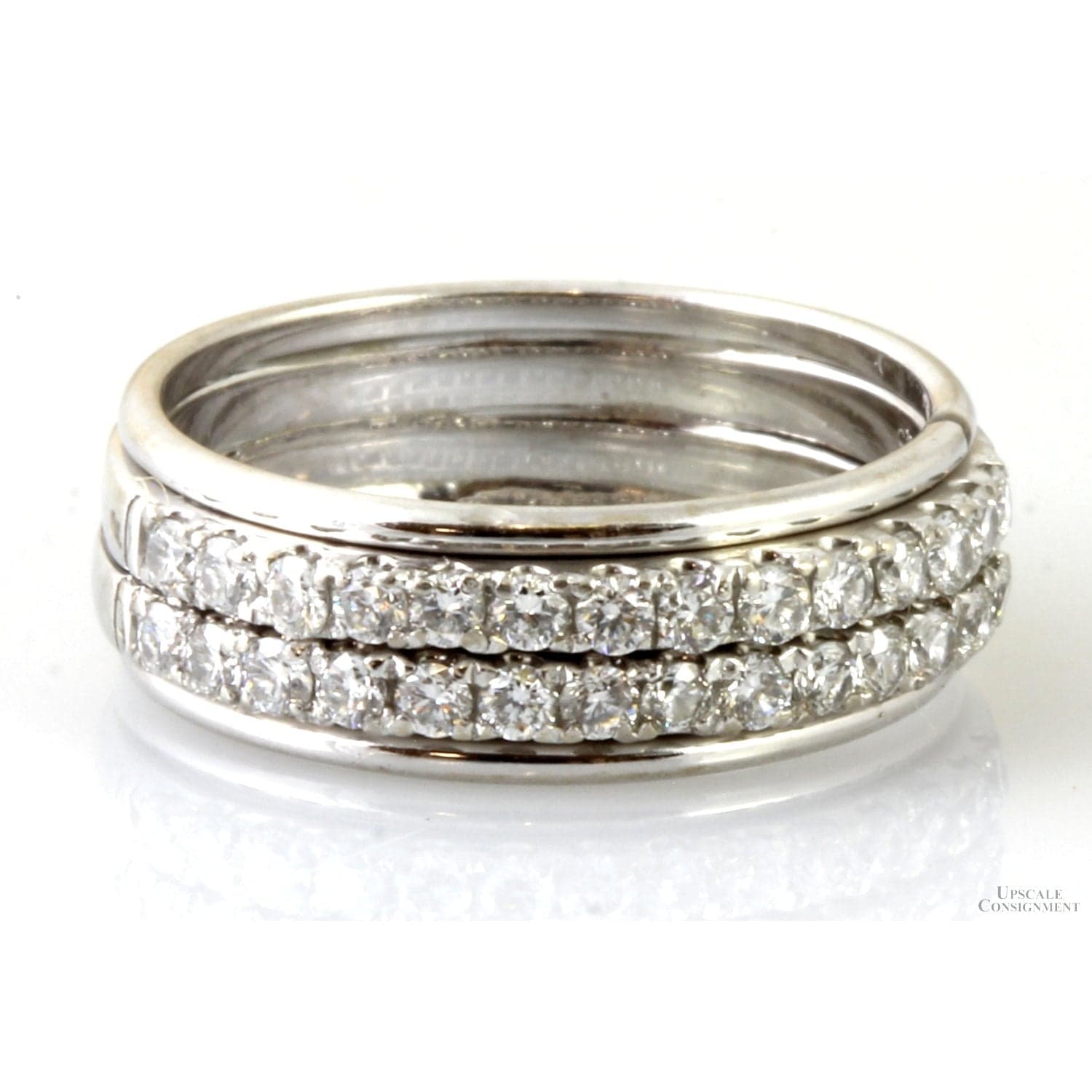 .65ctw Diamond 6mm Wide 14K White Gold Soldered Bands - Size 6 - Thumbnail 2