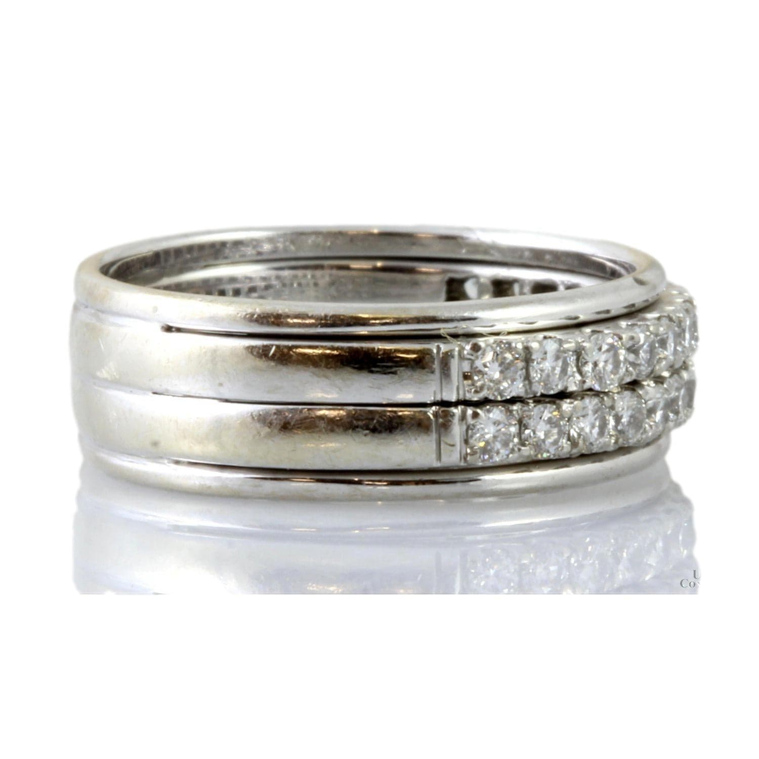 .65ctw Diamond 6mm Wide 14K White Gold Soldered Bands - Size 6 - Thumbnail 3