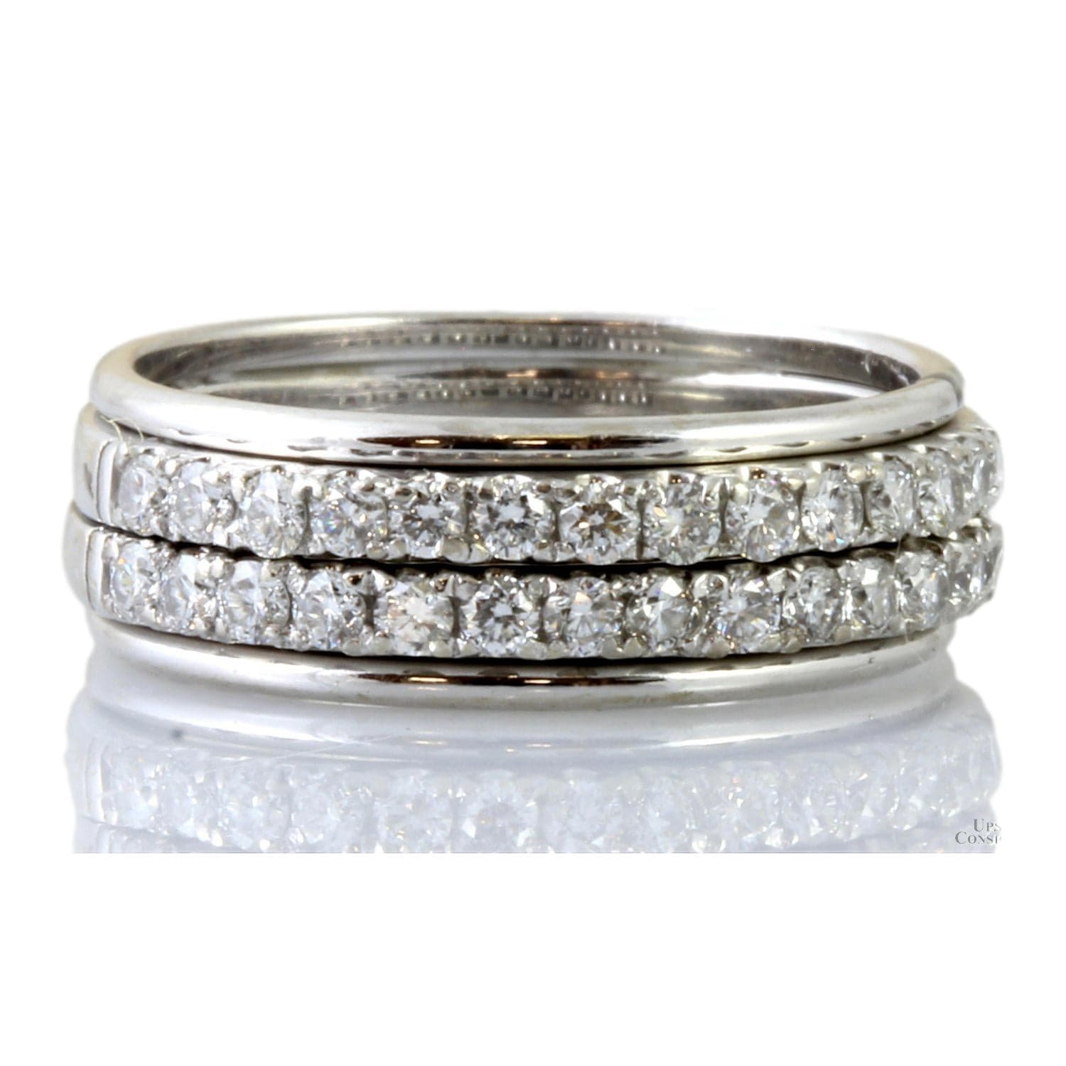 .65ctw Diamond 6mm Wide 14K White Gold Soldered Bands - Size 6 - Image 1