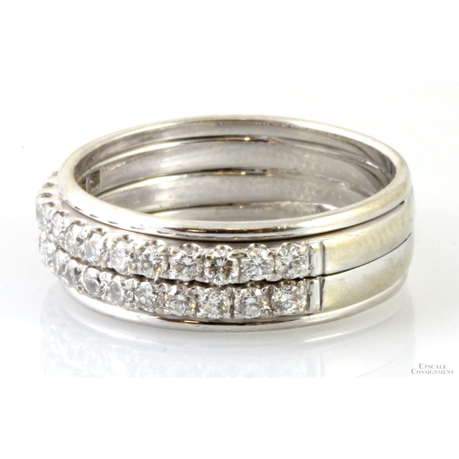 .65ctw Diamond 6mm Wide 14K White Gold Soldered Bands - Size 6 - Thumbnail 4