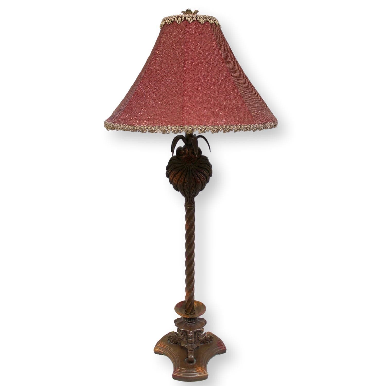 Tropical Table Lamp w/Wine & Gold Shade - Thumbnail 2