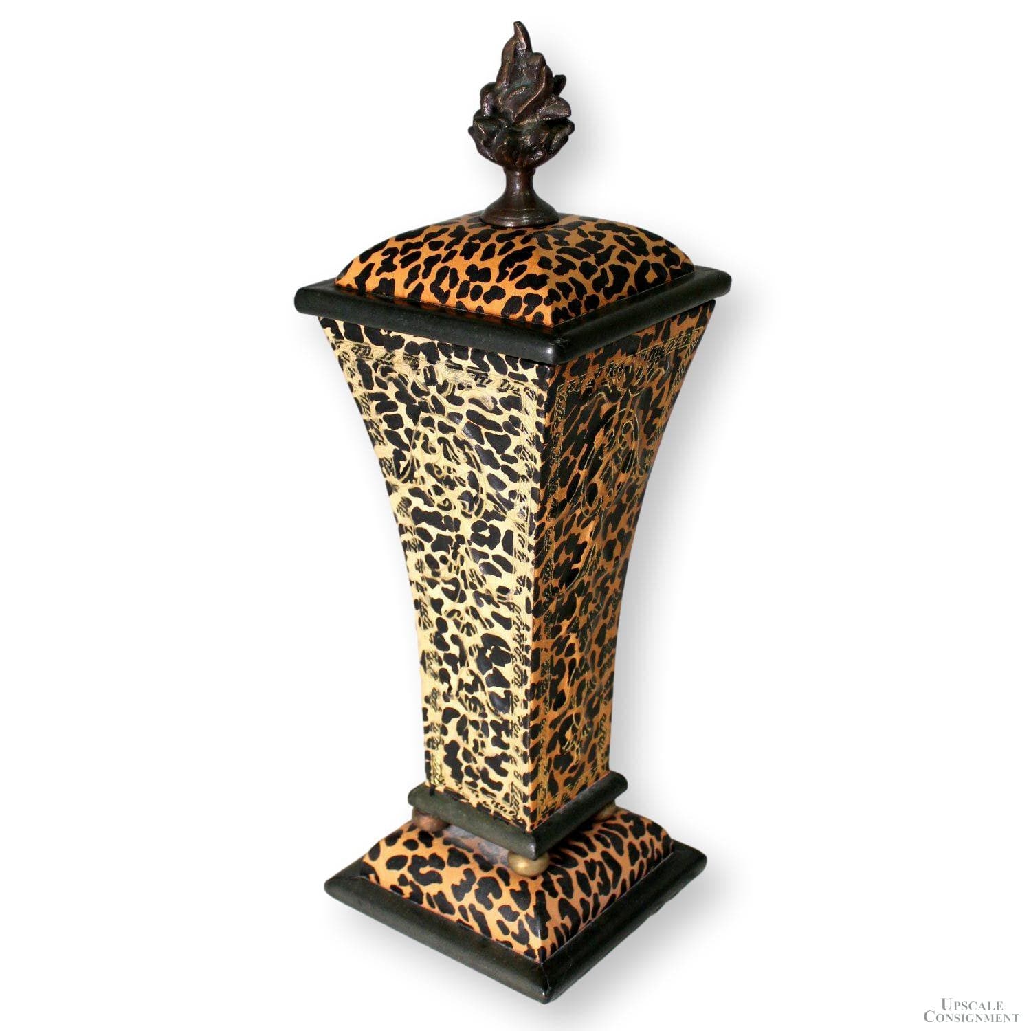 John Richard Collection Leopard Print Vase w/Lid - Thumbnail 2