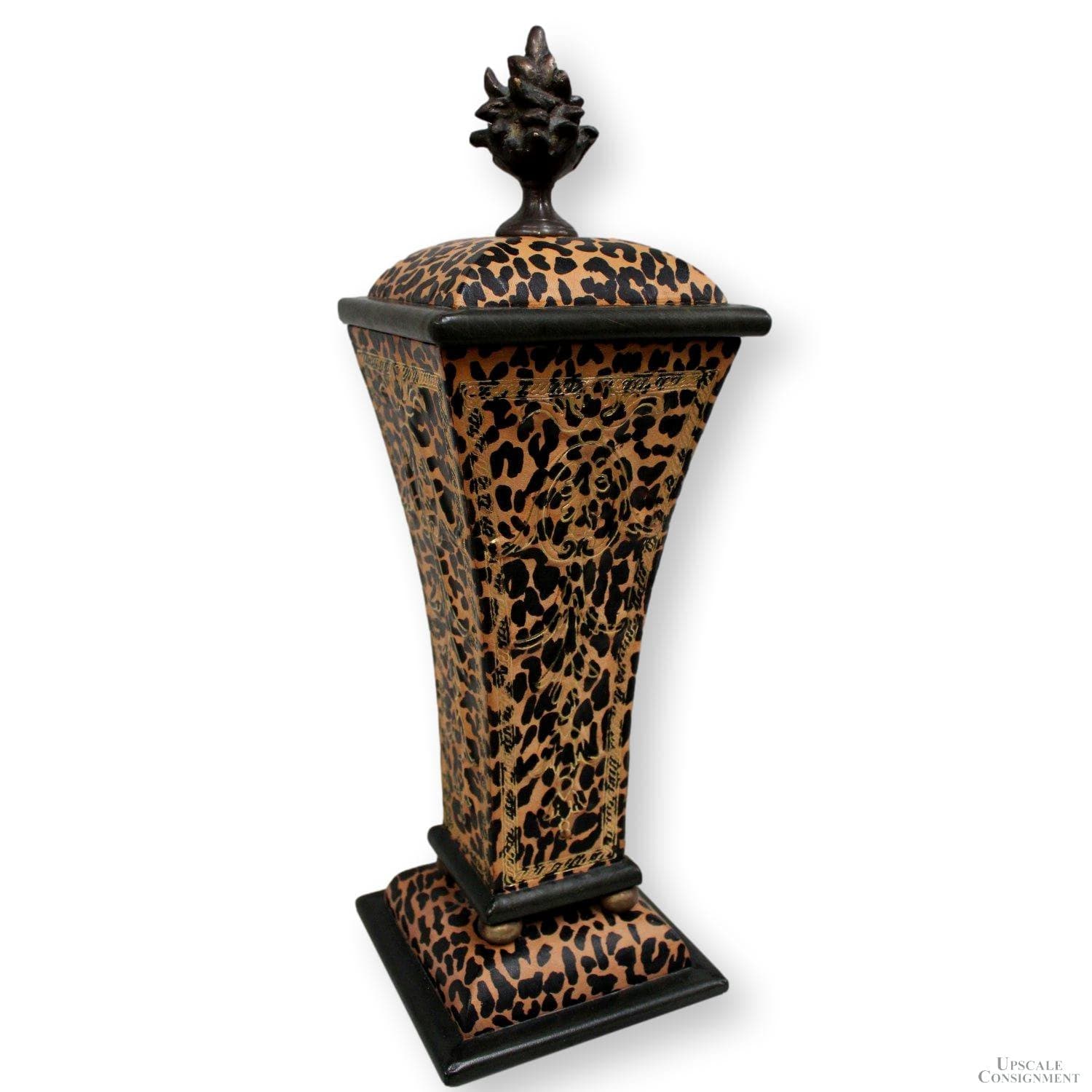 John Richard Collection Leopard Print Vase w/Lid - Thumbnail 3