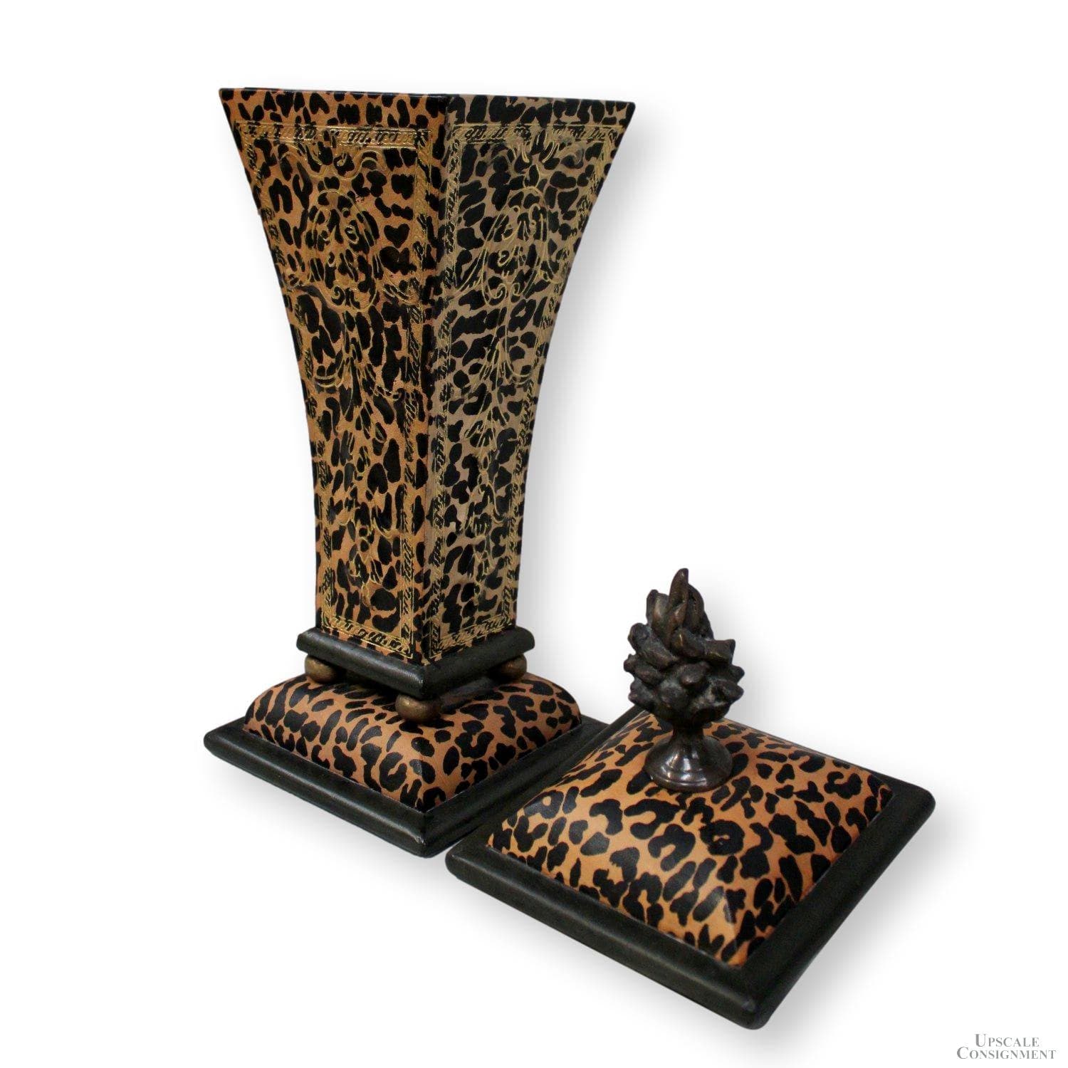 John Richard Collection Leopard Print Vase w/Lid - Thumbnail 4
