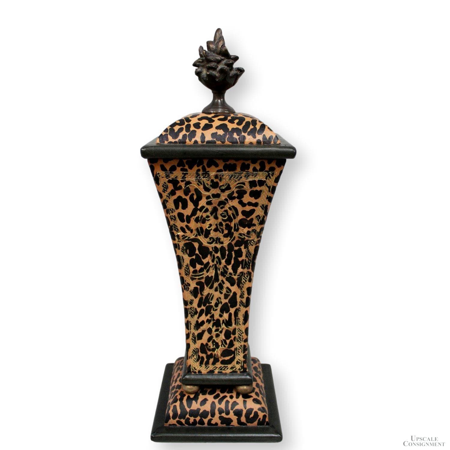 John Richard Collection Leopard Print Vase w/Lid - Image 1
