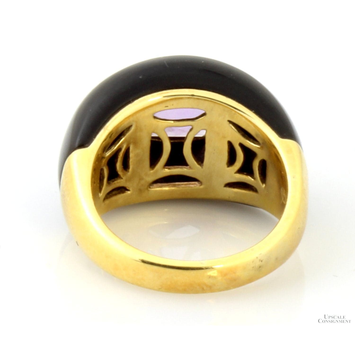 Designer Gold Vermeil Onyx Amethyst Peridot Dome Ring - Size 7 - Thumbnail 3