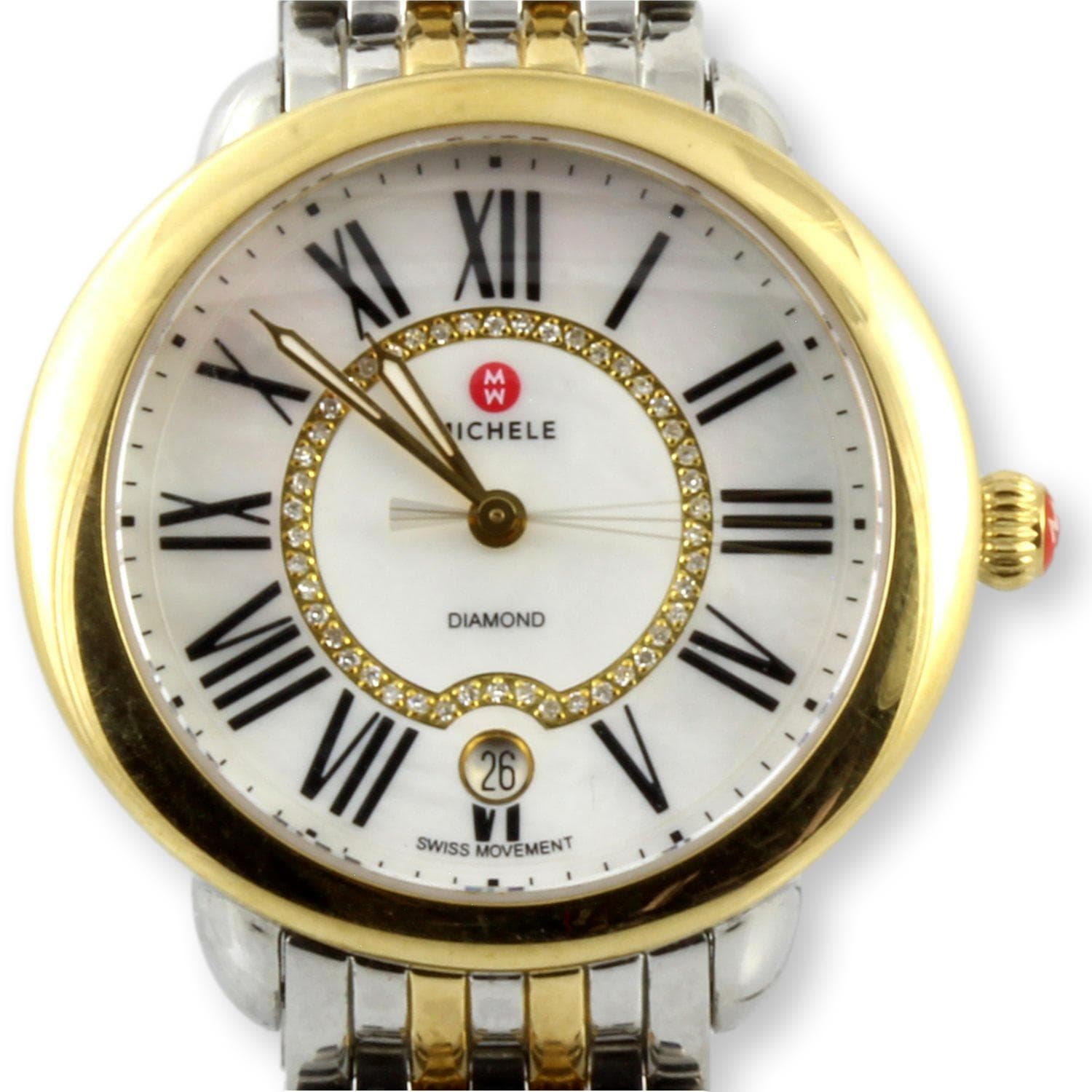 Diamond & Mother of Pearl Dial Date-Window Swiss Quartz Watch - 36mm Case - Thumbnail 2