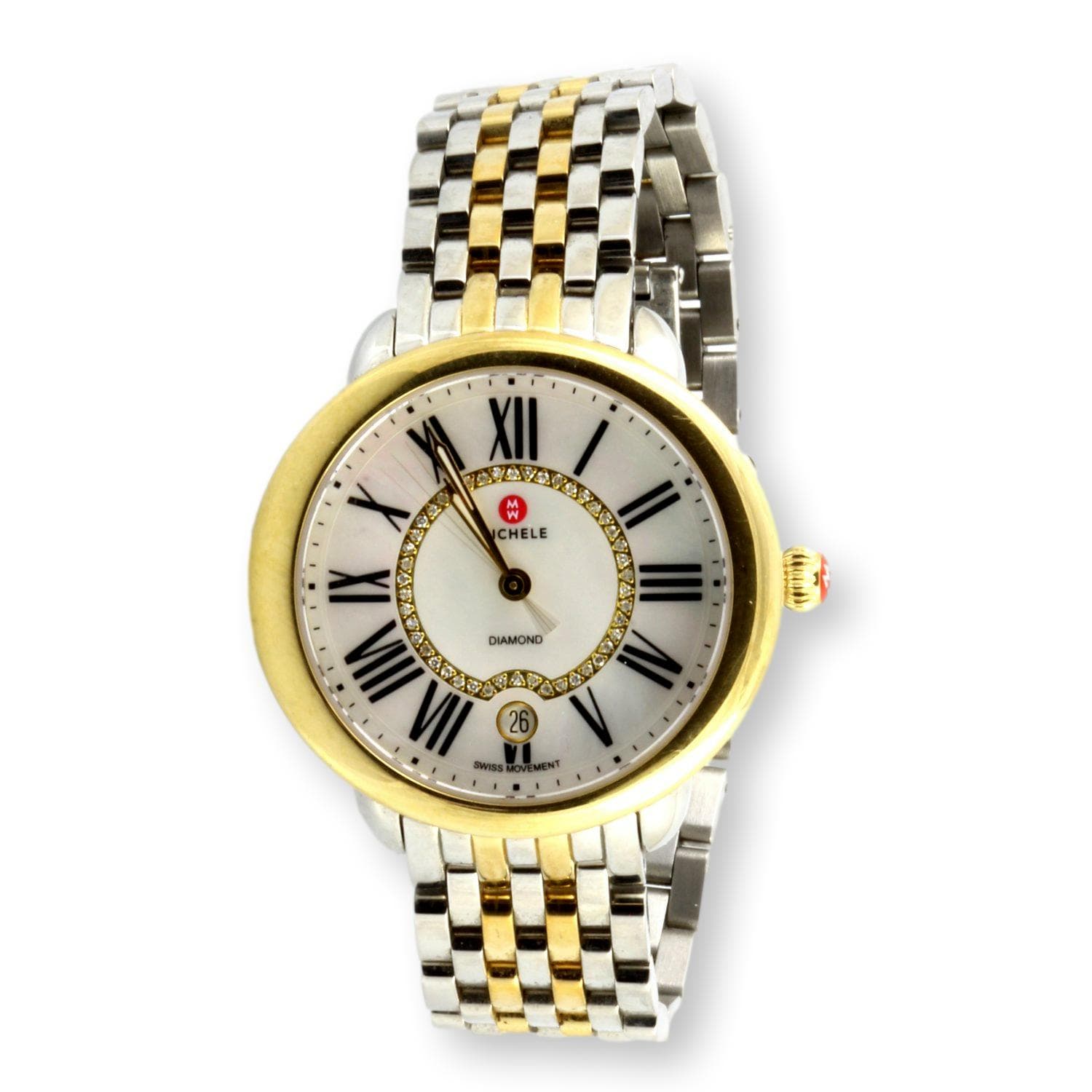 Diamond & Mother of Pearl Dial Date-Window Swiss Quartz Watch - 36mm Case - Image 1