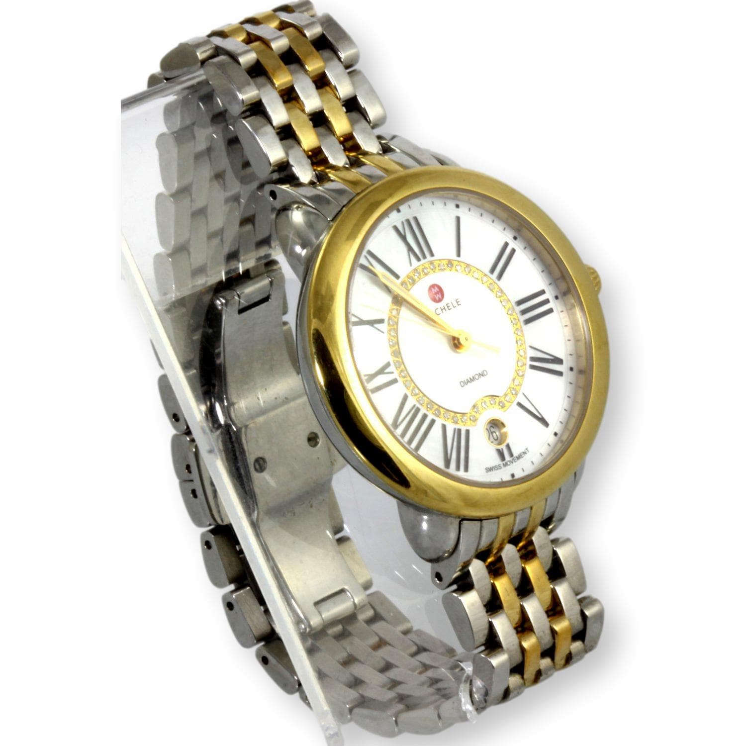 Diamond & Mother of Pearl Dial Date-Window Swiss Quartz Watch - 36mm Case - Thumbnail 5