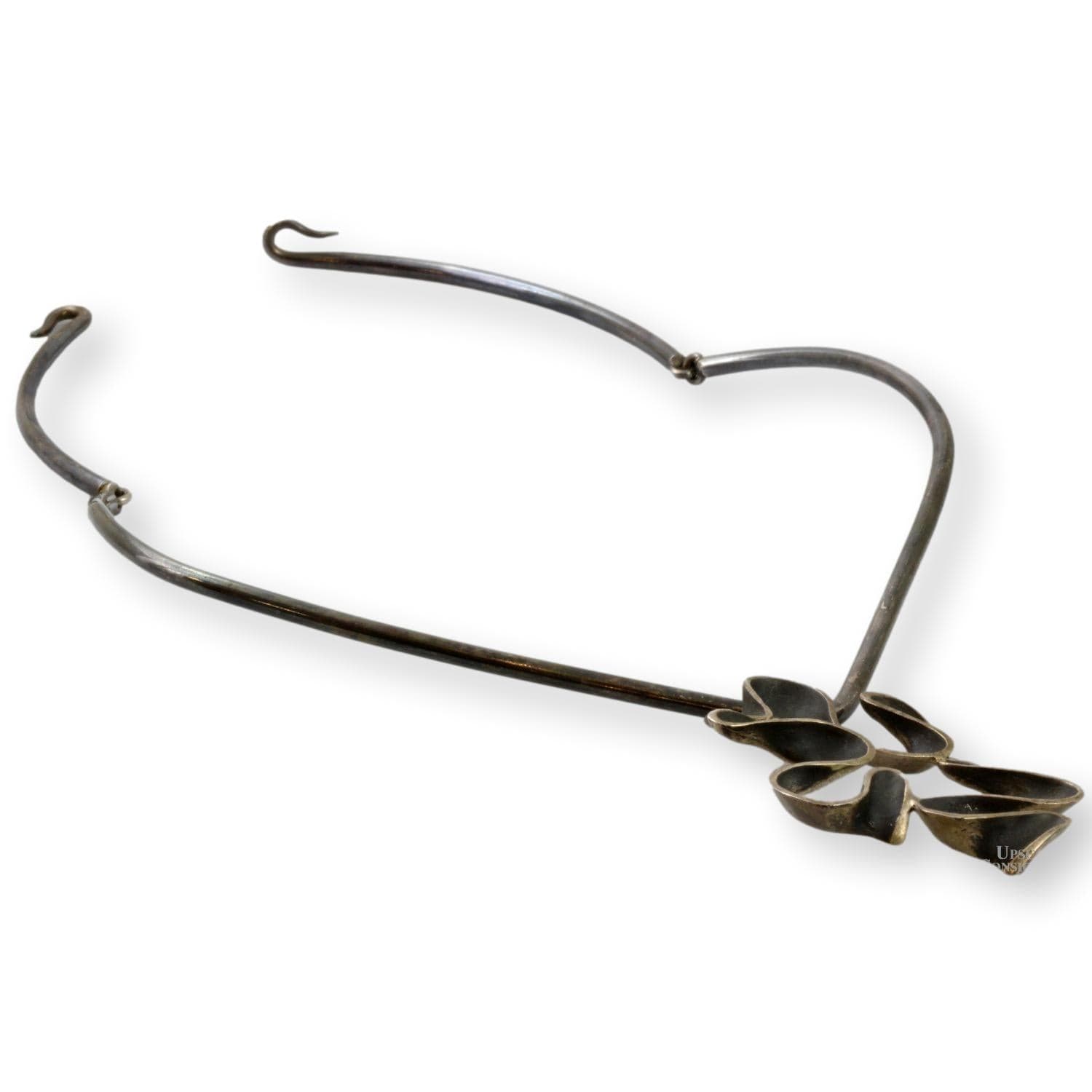 Modernist Sterling Silver Ebonized Folding Choker - 15 in - Thumbnail 4