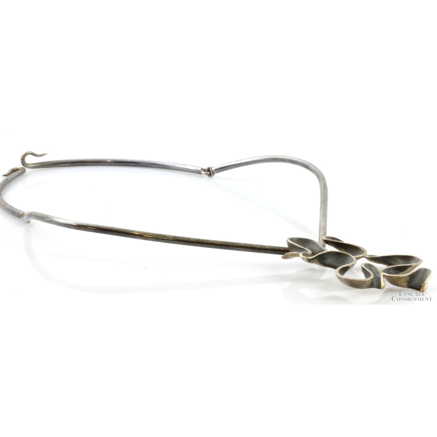 Modernist Sterling Silver Ebonized Folding Choker - 15 in - Thumbnail 3