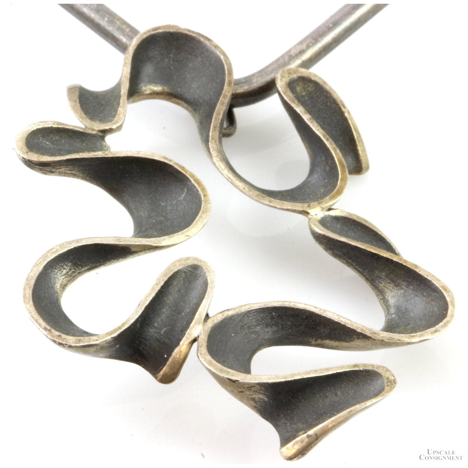 Modernist Sterling Silver Ebonized Folding Choker - 15 in - Thumbnail 2