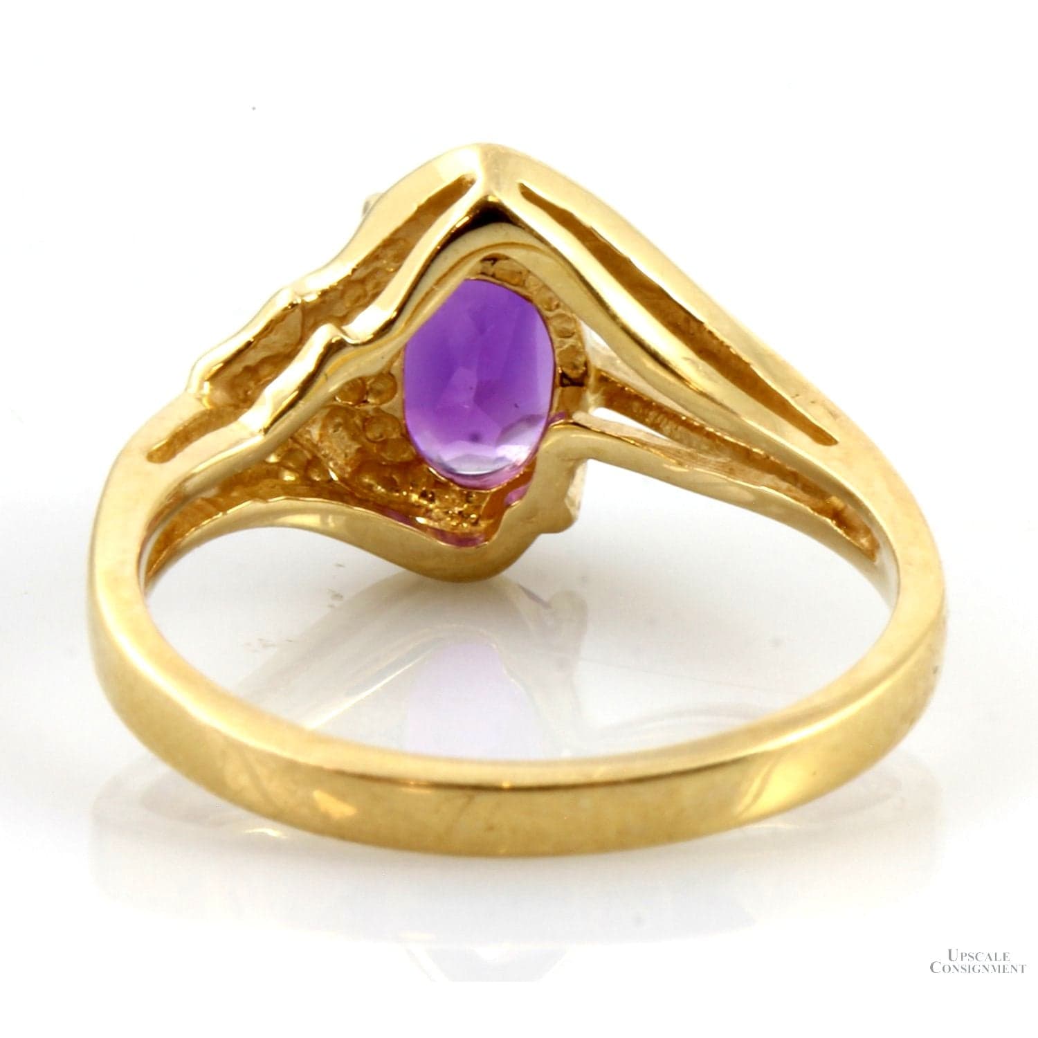 .76ct Oval Amethyst Solitaire 14K Yellow Gold Ring - Size 6 - Thumbnail 4