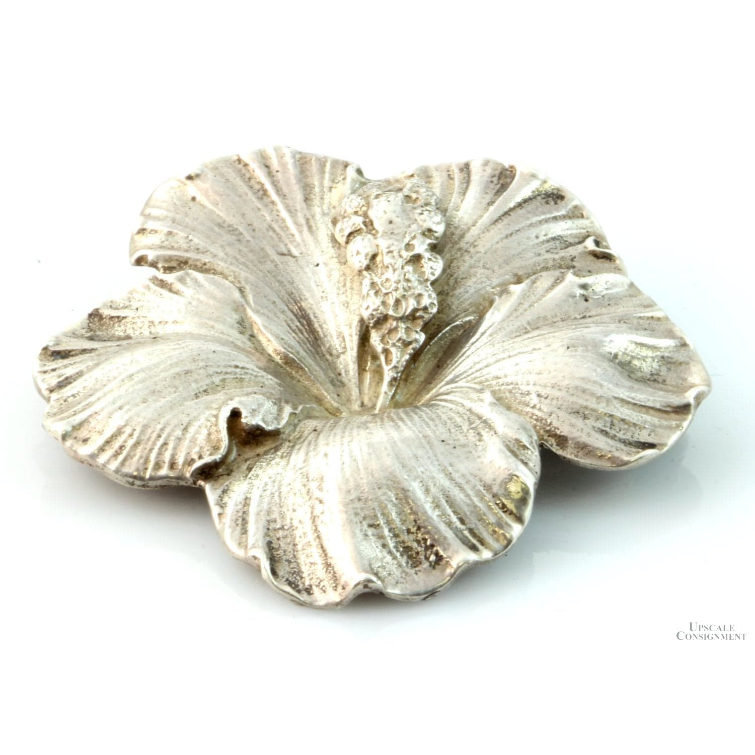 Gump's Guglielmo Cini Sterling Silver Hawaiian Hibiscus Flower Brooch - 2" x 1.75" - Image 1