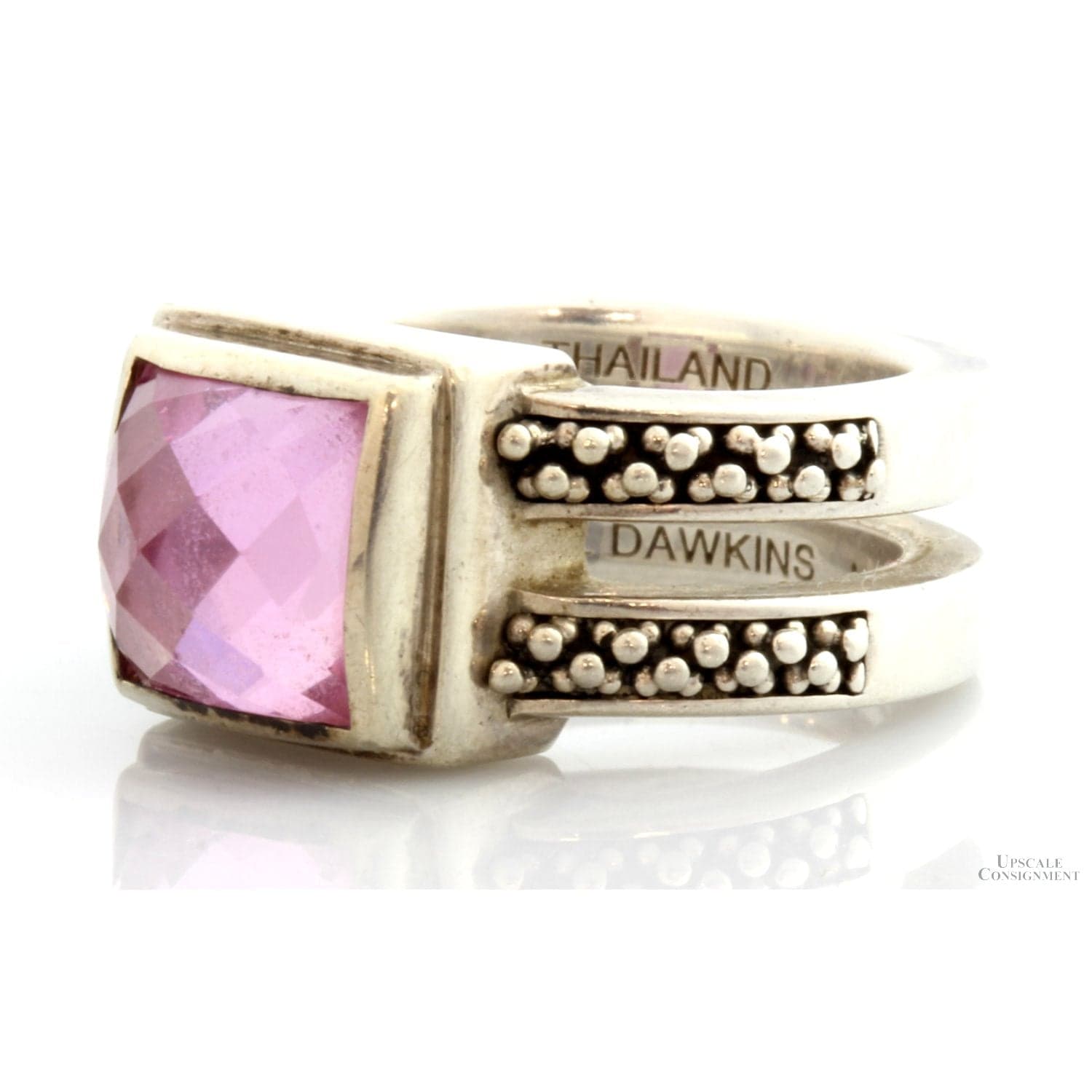 8.54ct Rose-Cut Created Pink Sapphire Sterling Silver Ring - Size 6.5 - Thumbnail 3