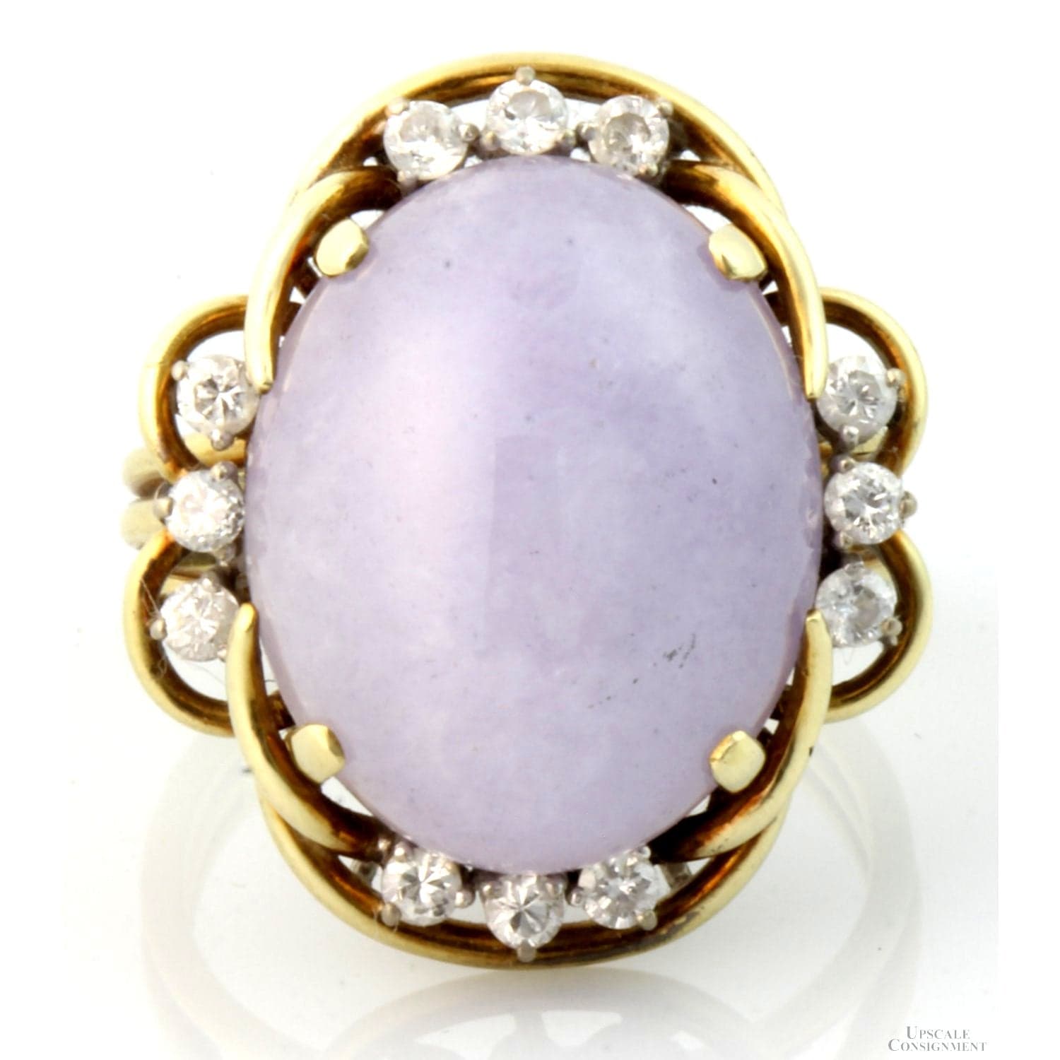 9.81ct Lavender Jadeite Jade .35ctw Diamond 14K Gold Ring - Size 6.5 - Image 1