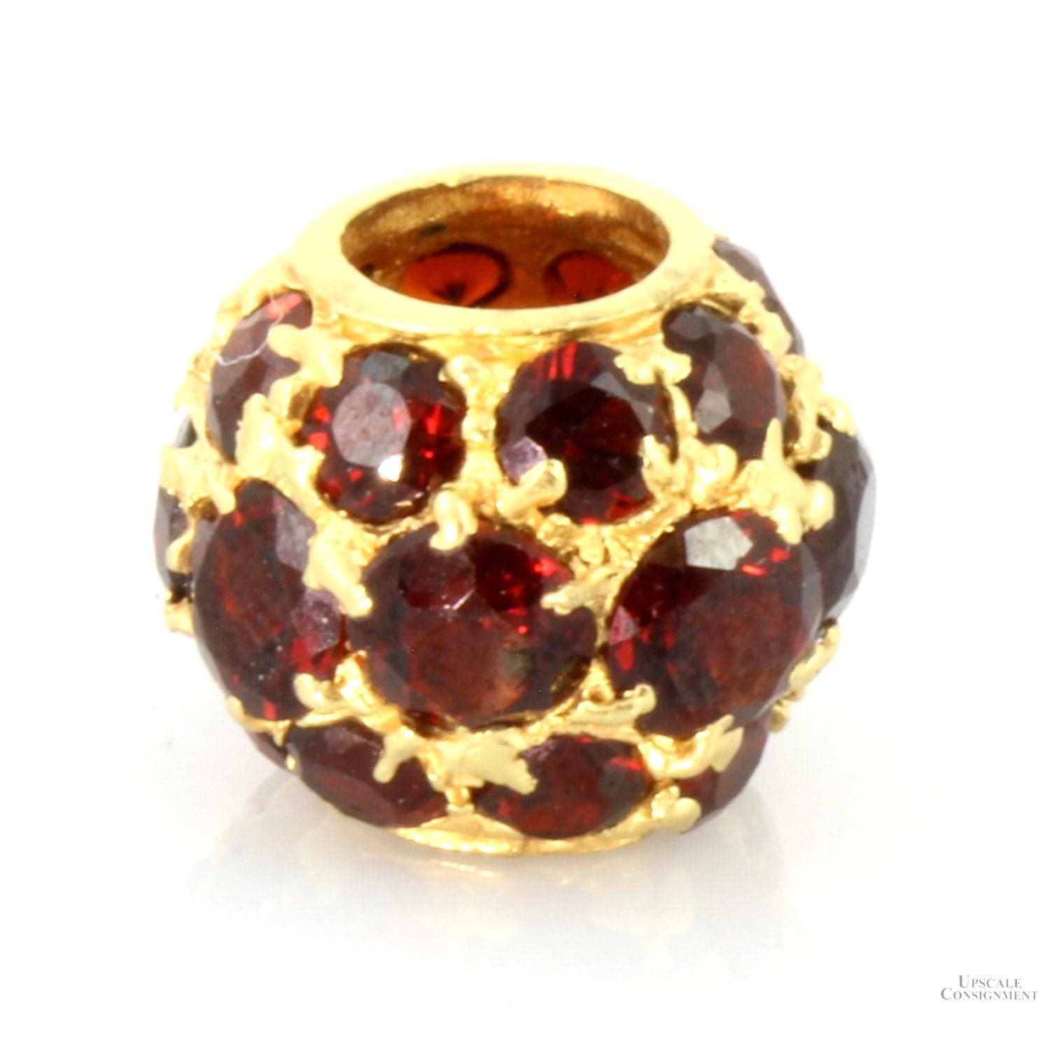18K Gold 5.76ctw Garnet Ball Rondelle Slide Pendant - Image 1