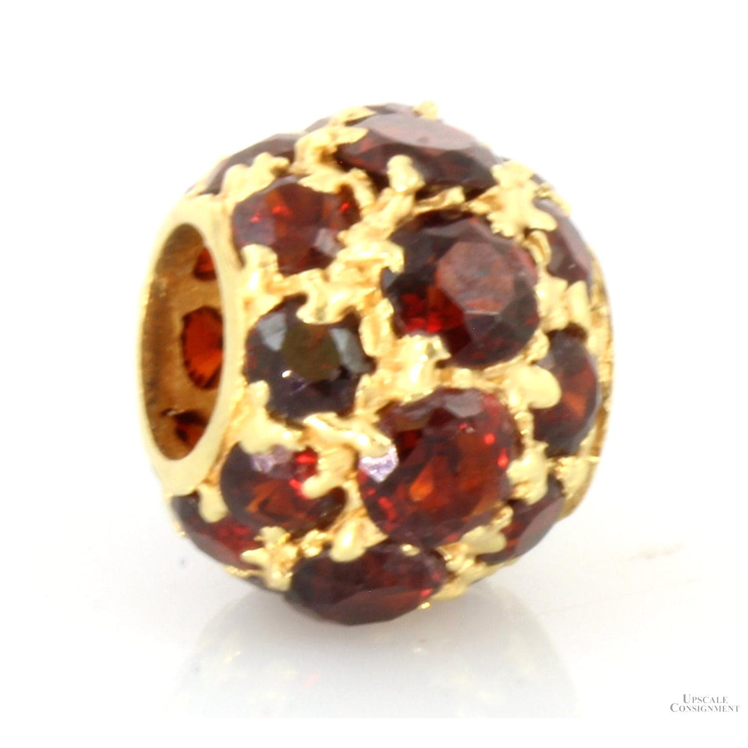 18K Gold 5.76ctw Garnet Ball Rondelle Slide Pendant - Thumbnail 2