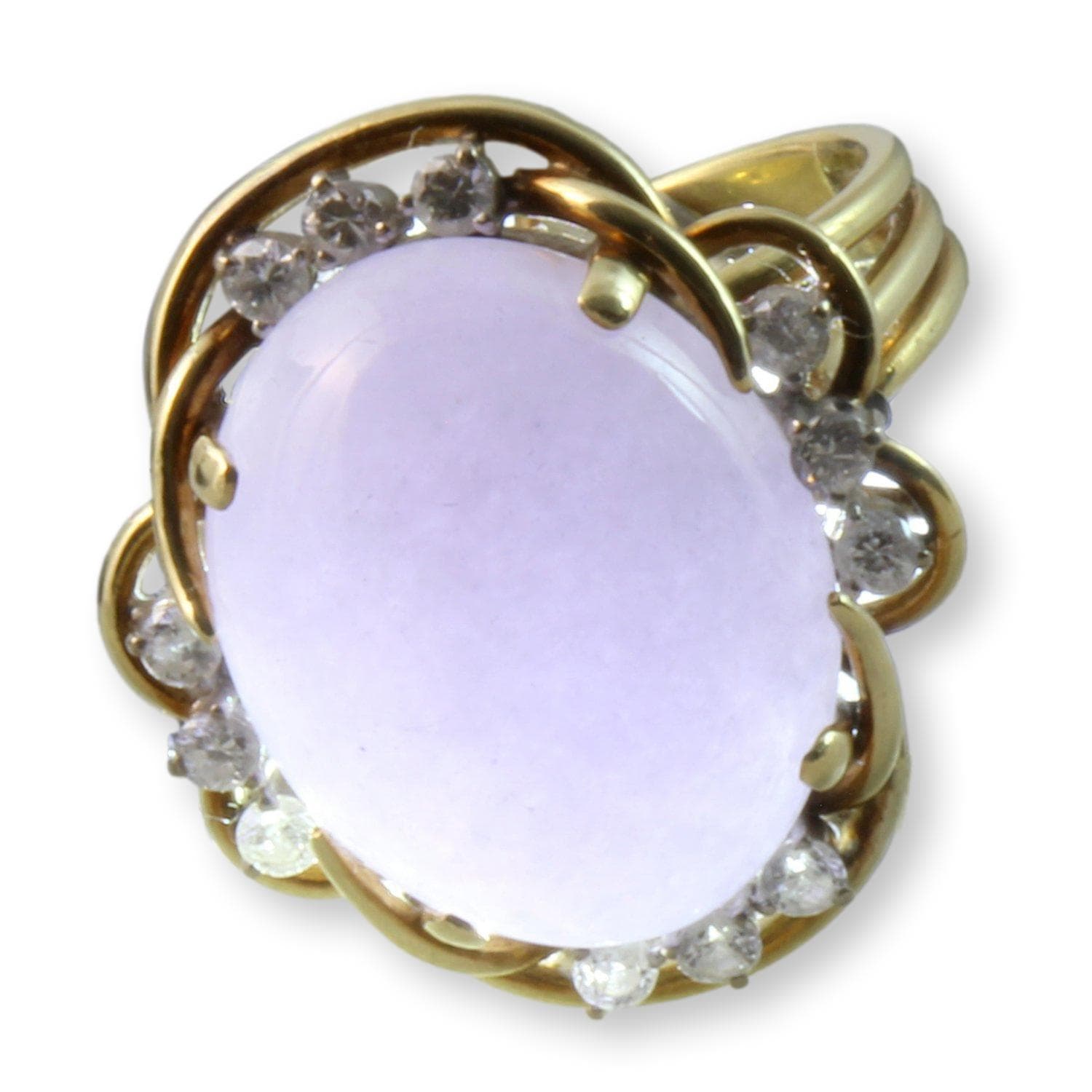 9.81ct Lavender Jadeite Jade .35ctw Diamond 14K Gold Ring - Size 6.5 - Thumbnail 2