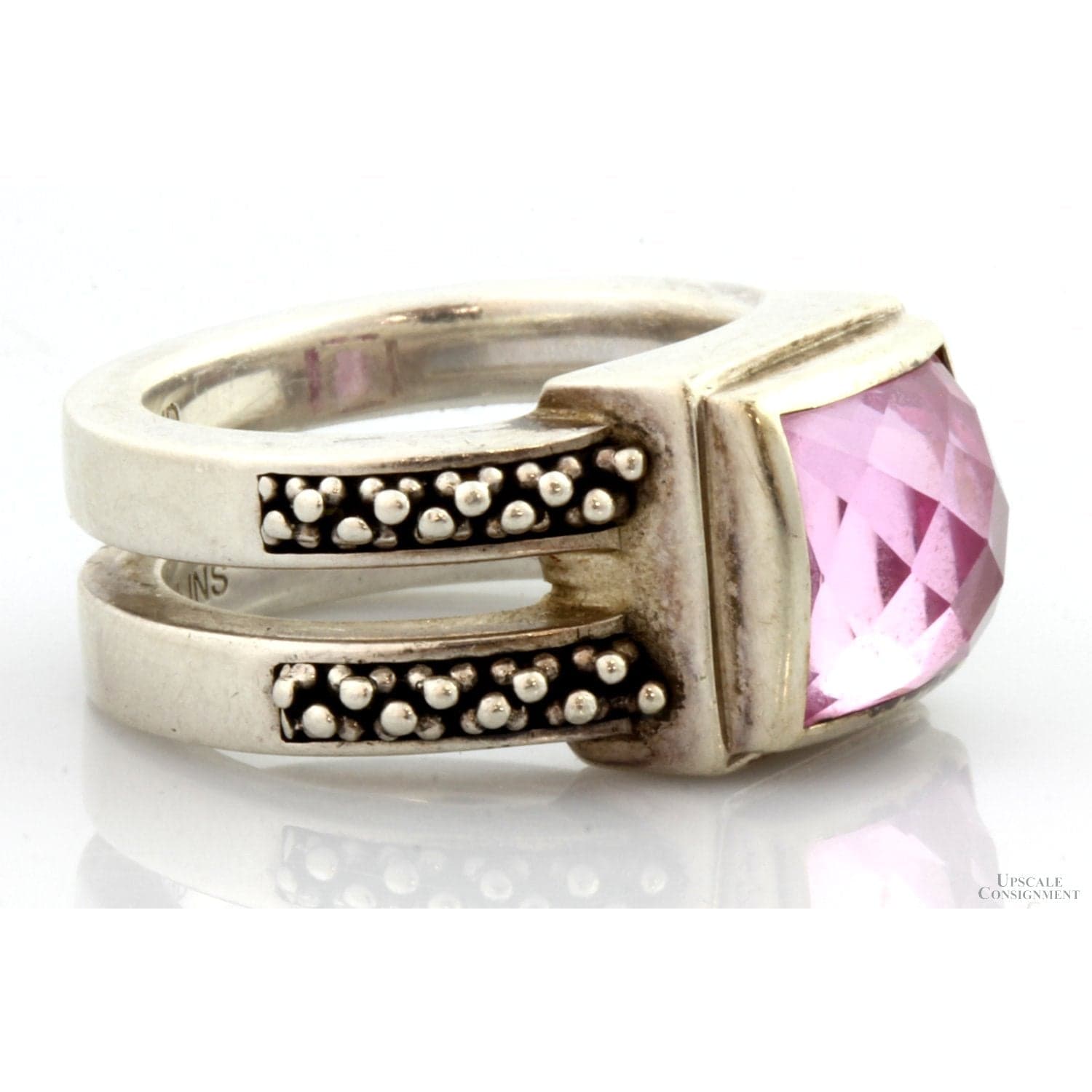 8.54ct Rose-Cut Created Pink Sapphire Sterling Silver Ring - Size 6.5 - Thumbnail 4